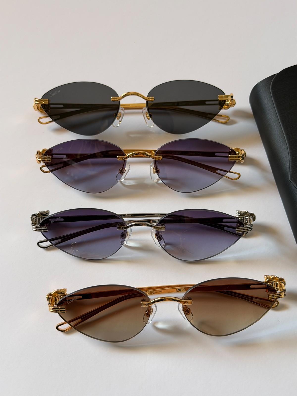 Cartier Panthère de Cartier CT0068S rimless sunglasses with panther-head temples · 2
