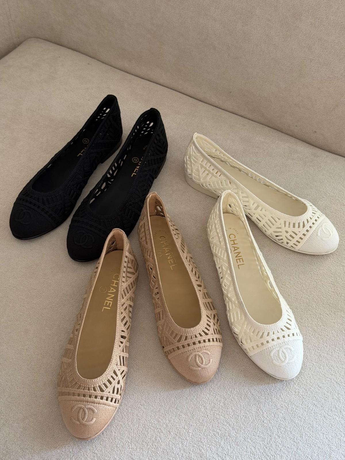 Chanel Perforated Knit Ballet Flats with CC Toe · 2