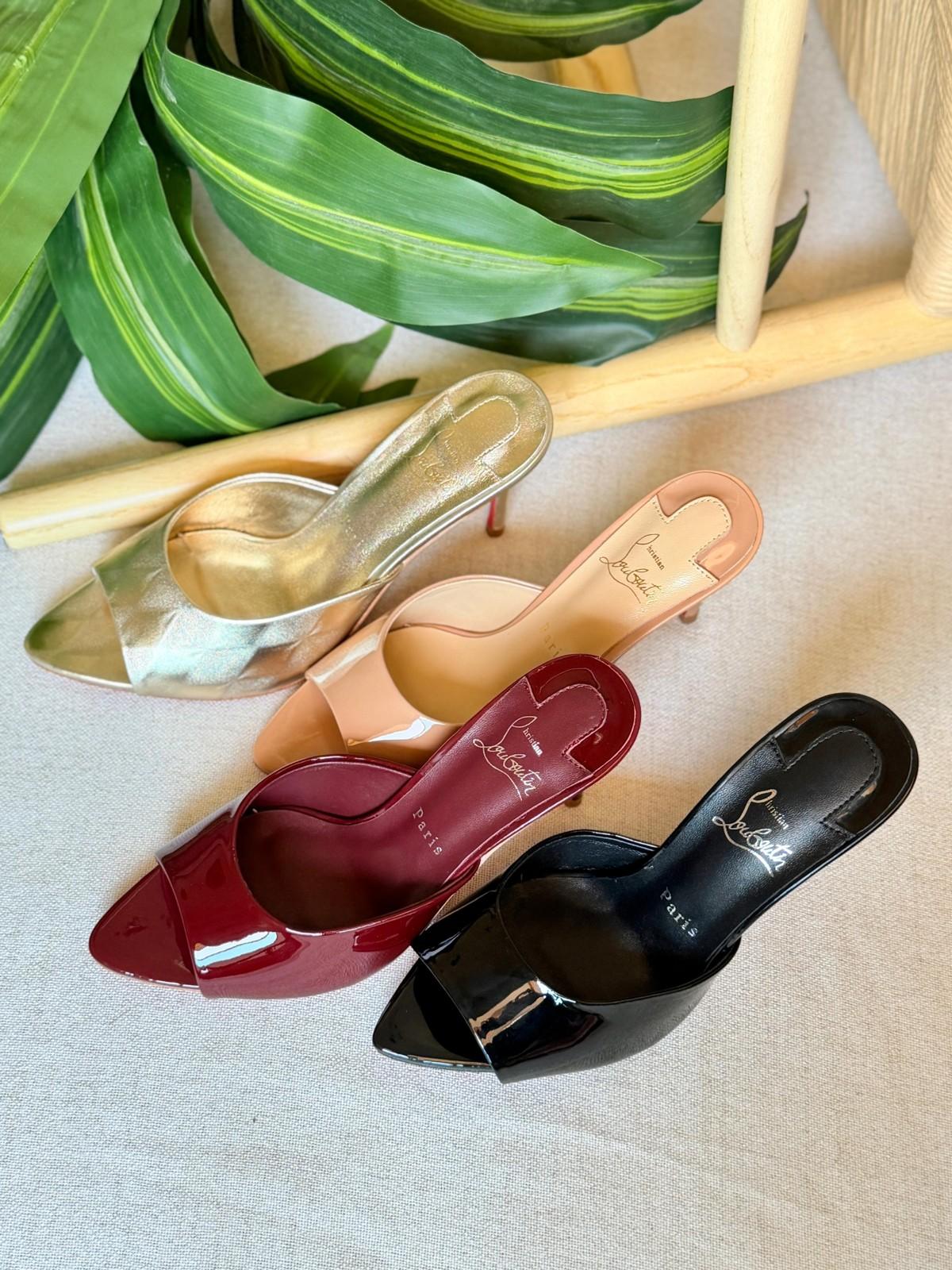 Christian Louboutin Open-Toe Mule in Patent Leather · 2