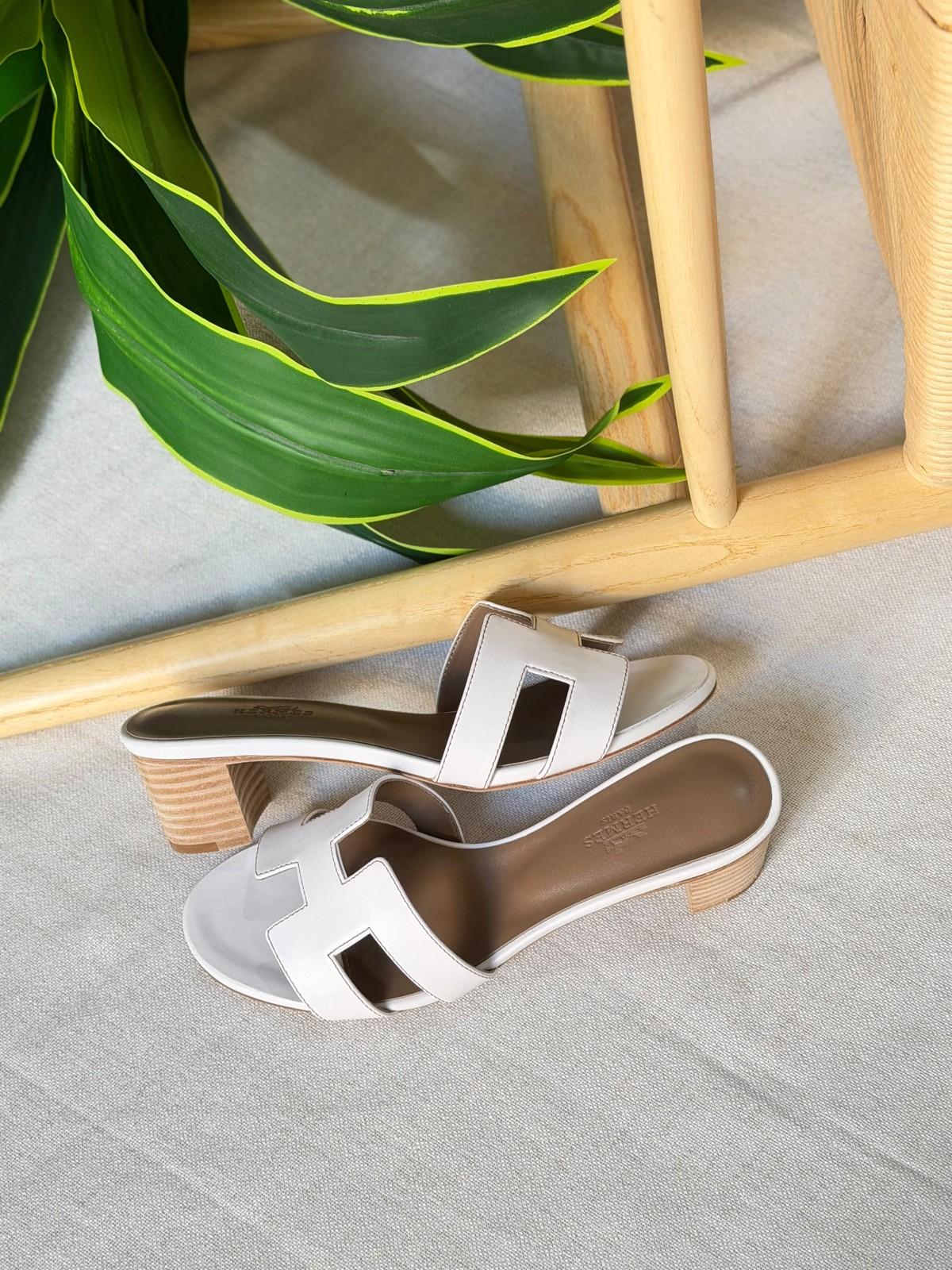 Hermès Oasis Sandal in Leather with Wooden Heel · 2