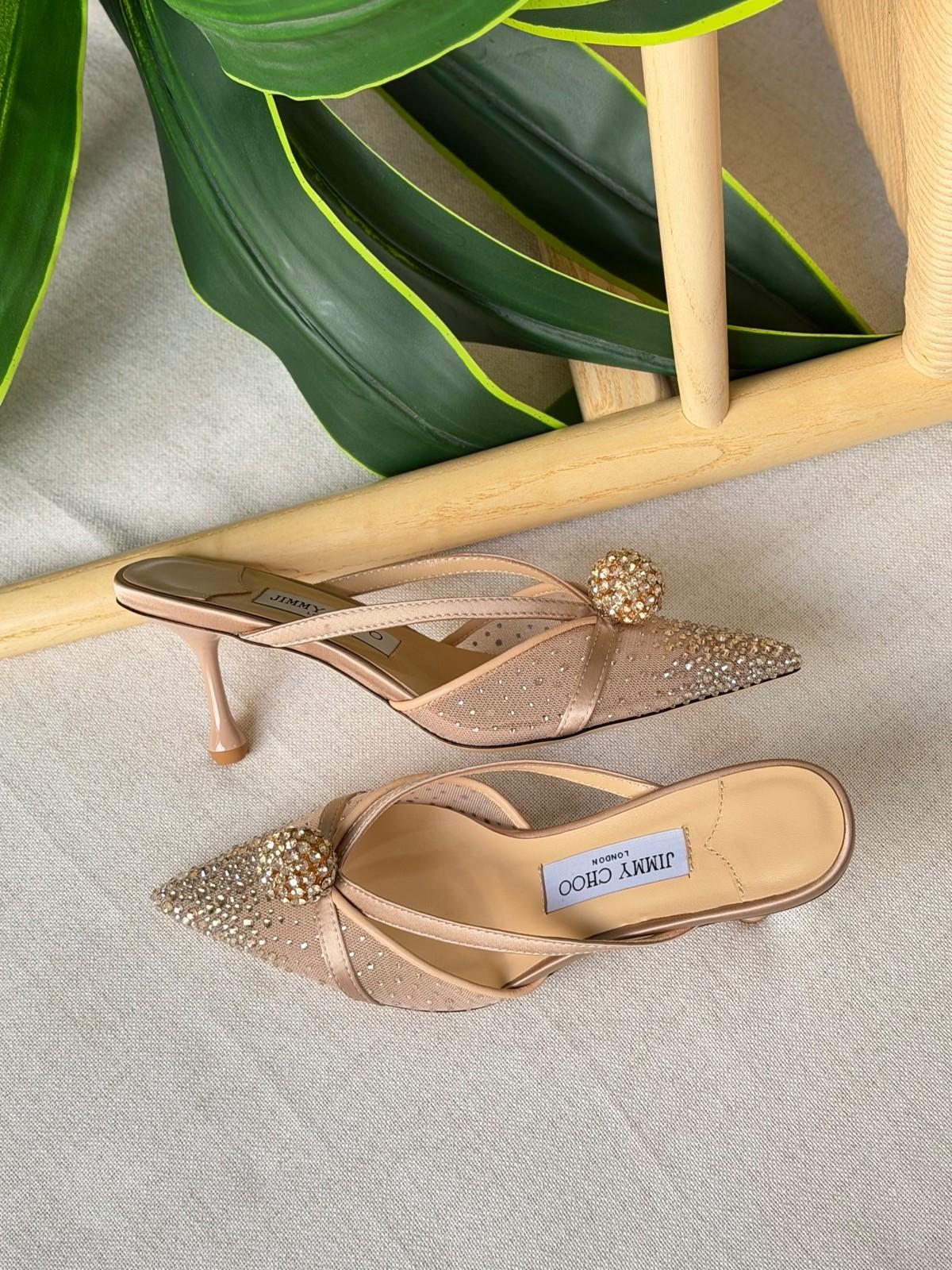 Jimmy Choo Crystal-Embellished Mesh Mule · 2