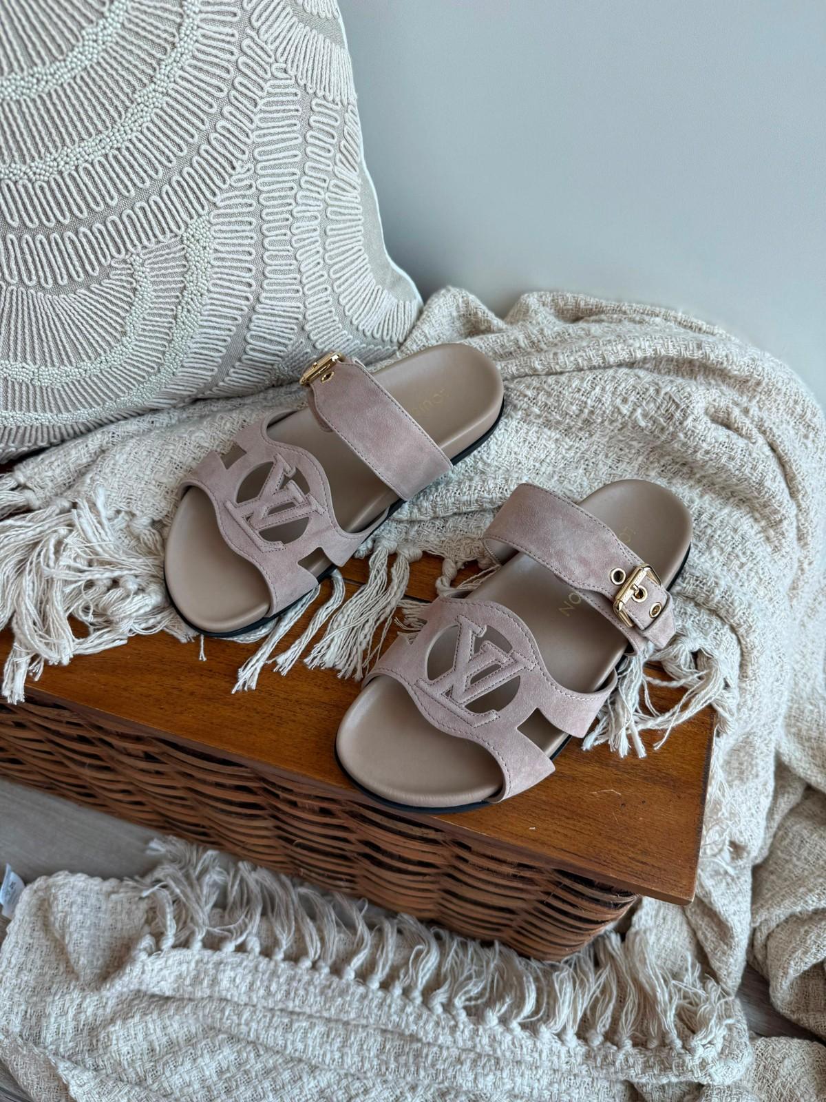 Louis Vuitton LV Cut-Out Slide Sandal in Suede and Leather · 2