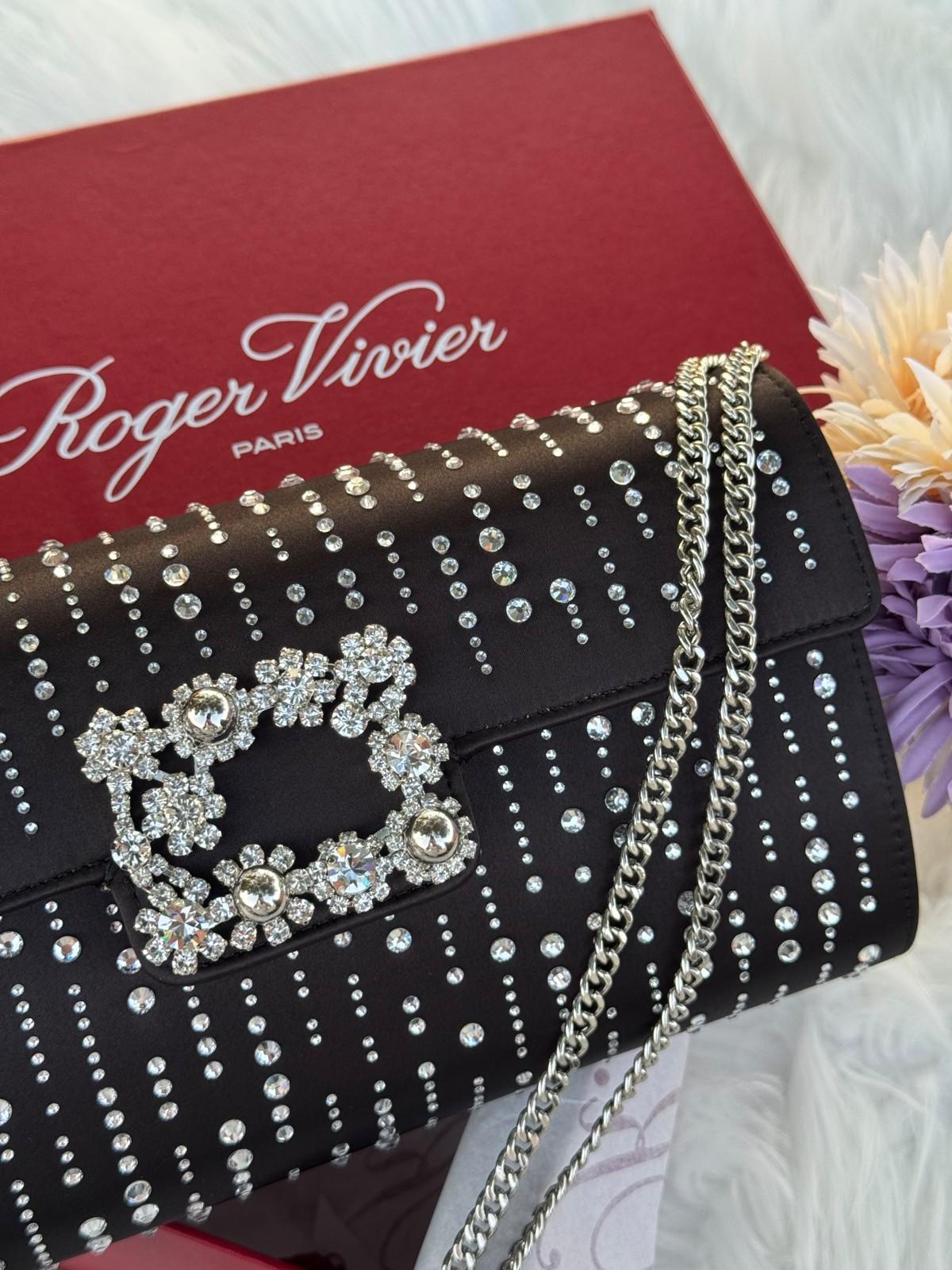 Roger Vivier Crystal Buckle Clutch in Satin with Crystal Studs · 3