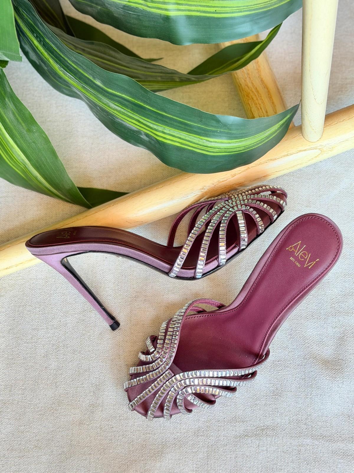 AleVi Milano Crystal-Embellished Strappy Stiletto Mule Sandal · 3