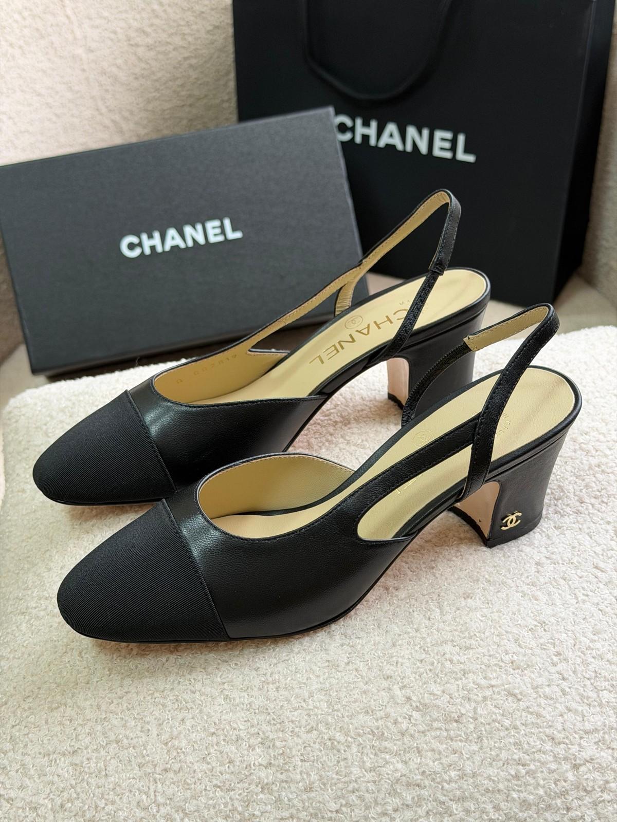 Chanel slingback block-heel pumps with grosgrain cap toe · 2