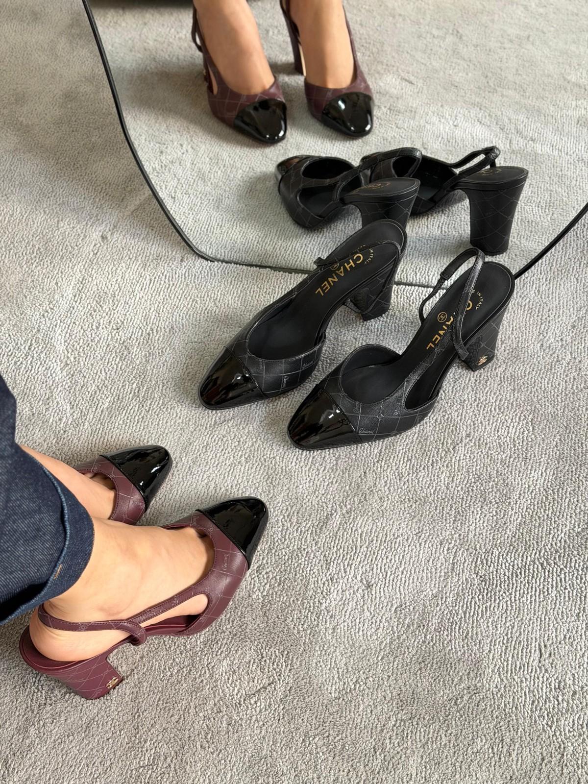 Chanel quilted slingback block-heel pumps · 2