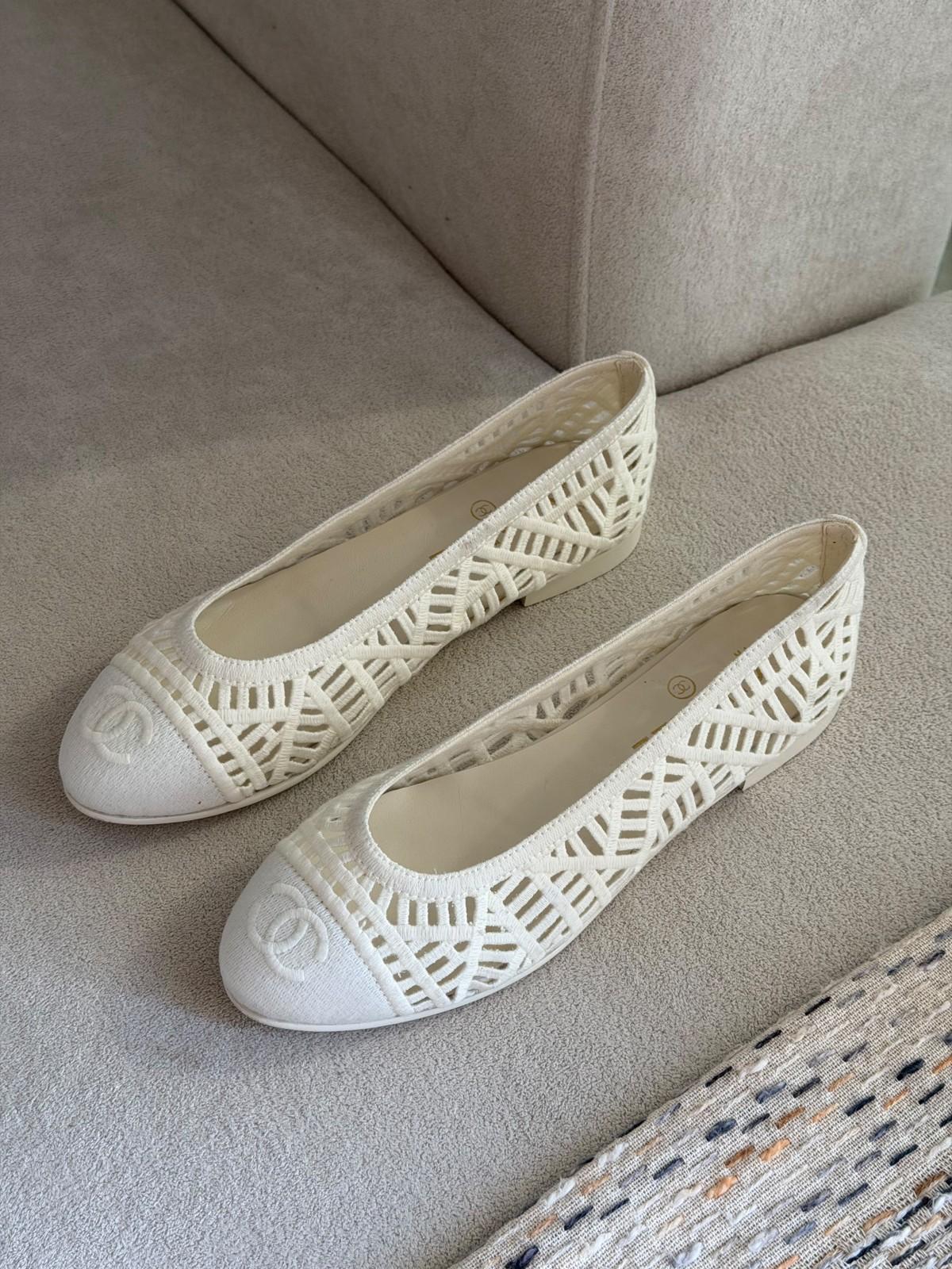 Chanel Perforated Knit Ballet Flats with CC Toe · 3