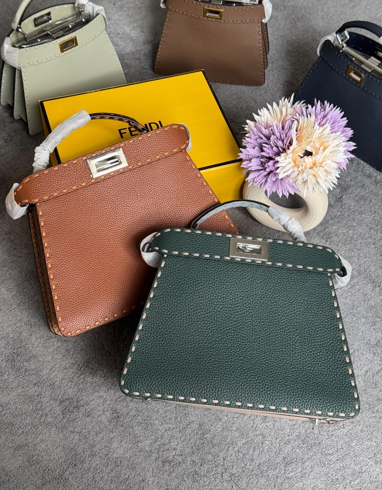 Fendi Peekaboo ISeeU Petite in Selleria Leather with Contrast Stitching · 2