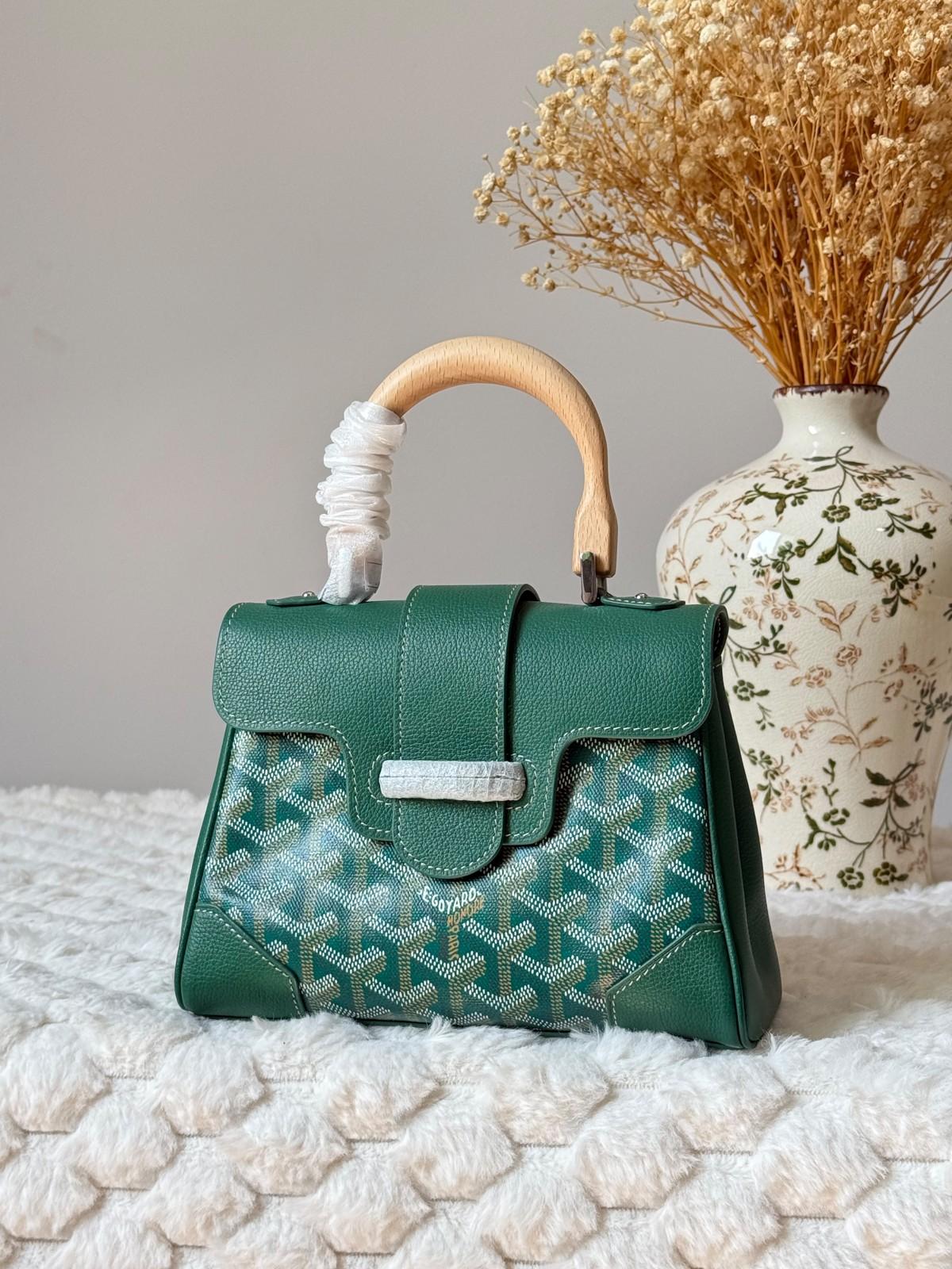 Goyard Saïgon Mini Top Handle Bag in Goyardine Canvas and Wood Handle · 3
