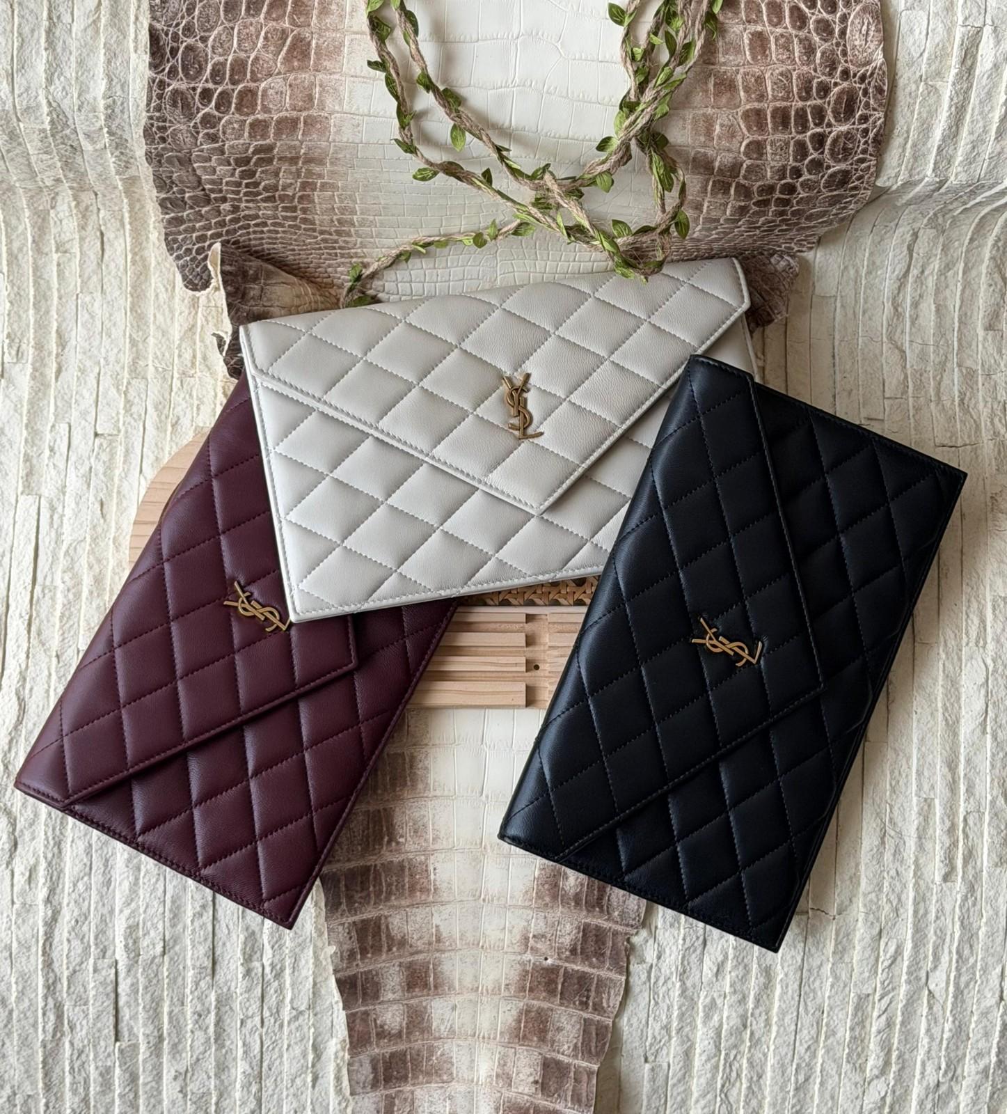 Saint Laurent Cassandre Matelasse envelope clutch in quilted leather · 3
