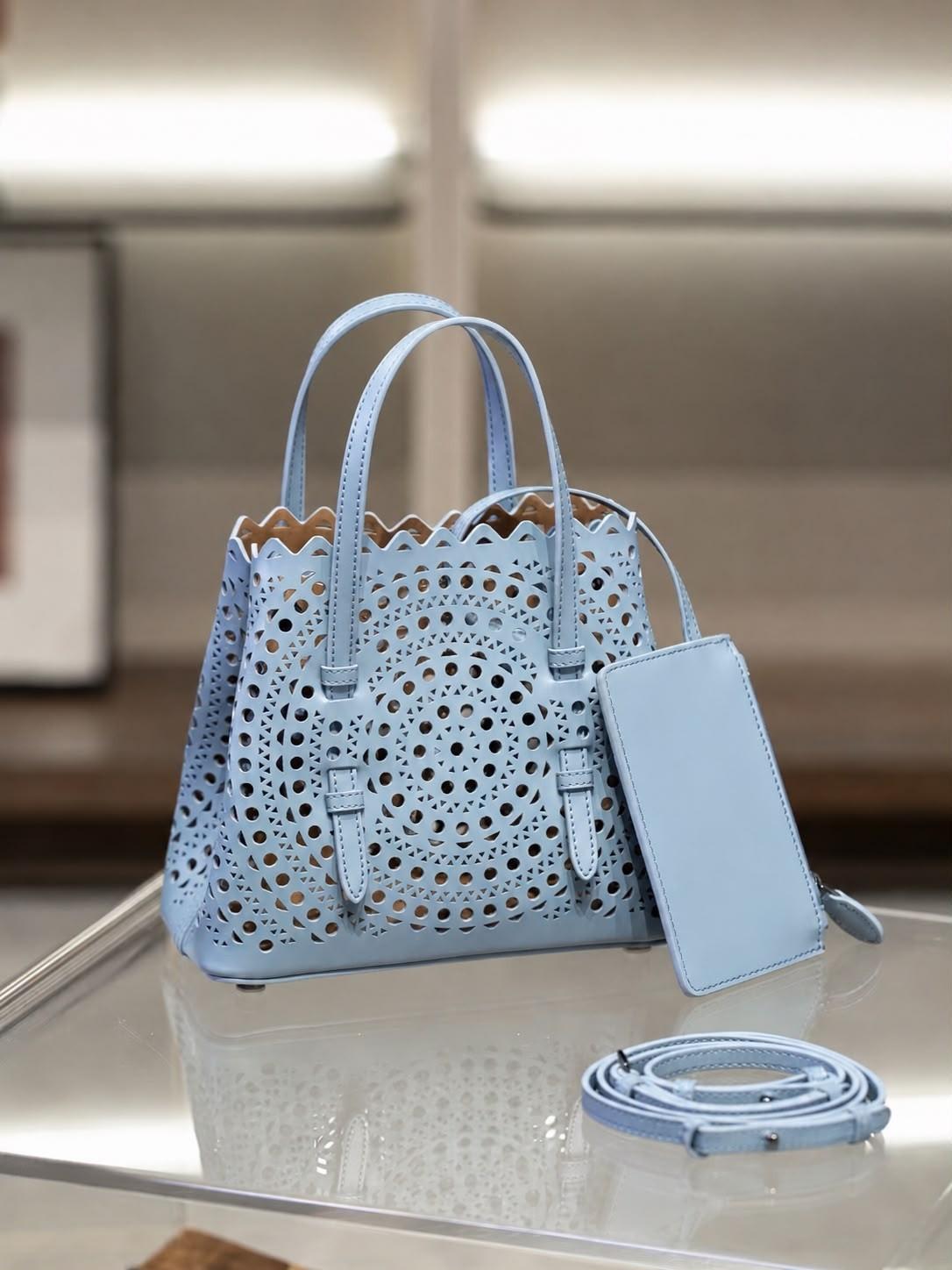 Alaïa Mina Tote Bag in Perforated Leather · 2