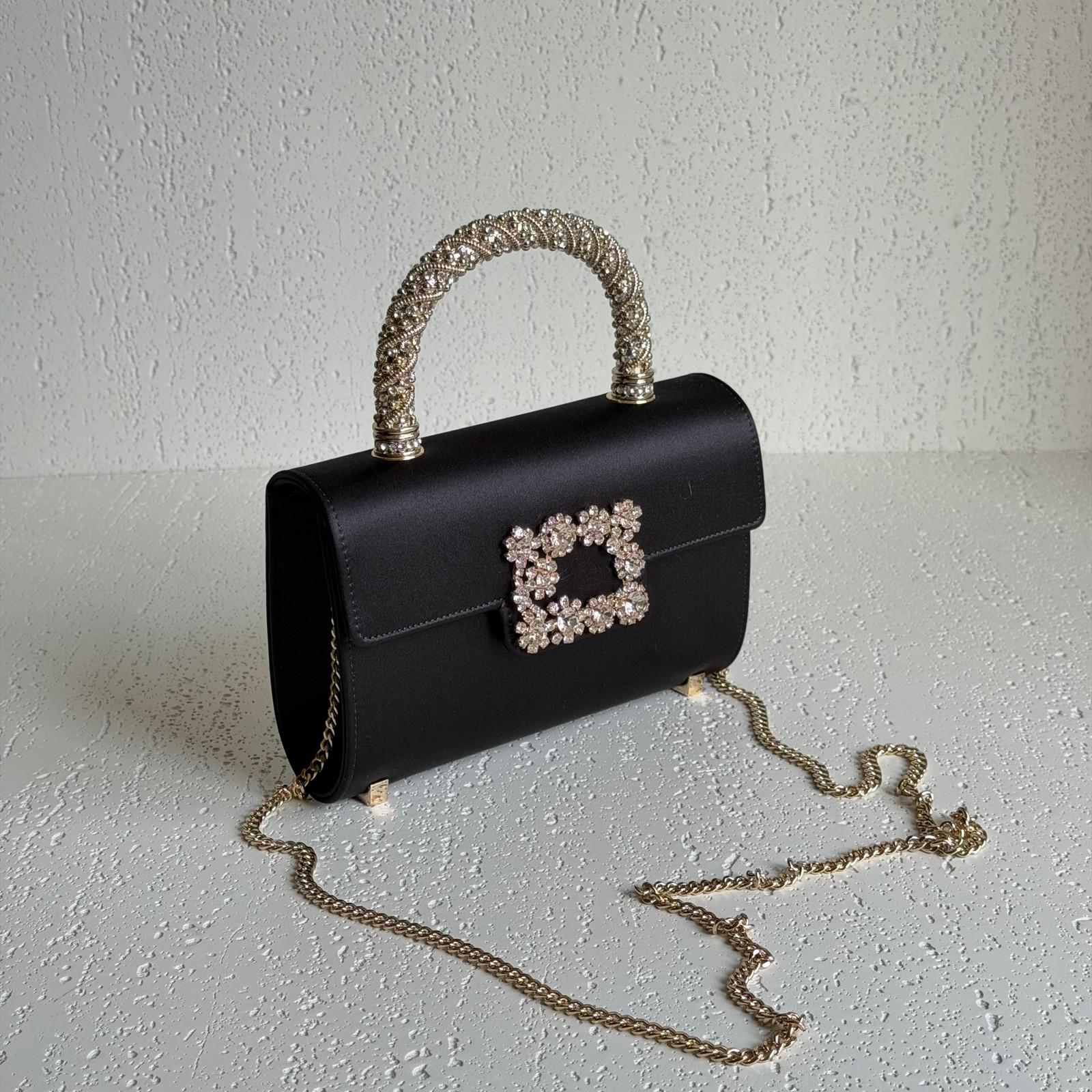 Roger Vivier Flower Strass Buckle Mini Handbag in Satin with Crystal Handle · 2