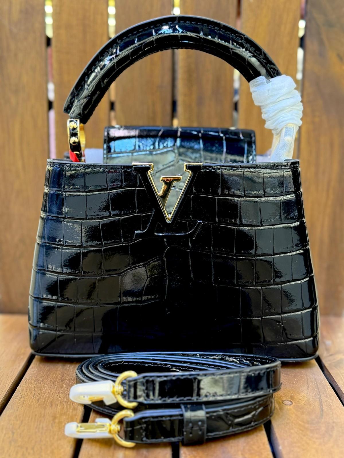 Louis Vuitton Capucines Mini in crocodile-embossed patent leather · 3