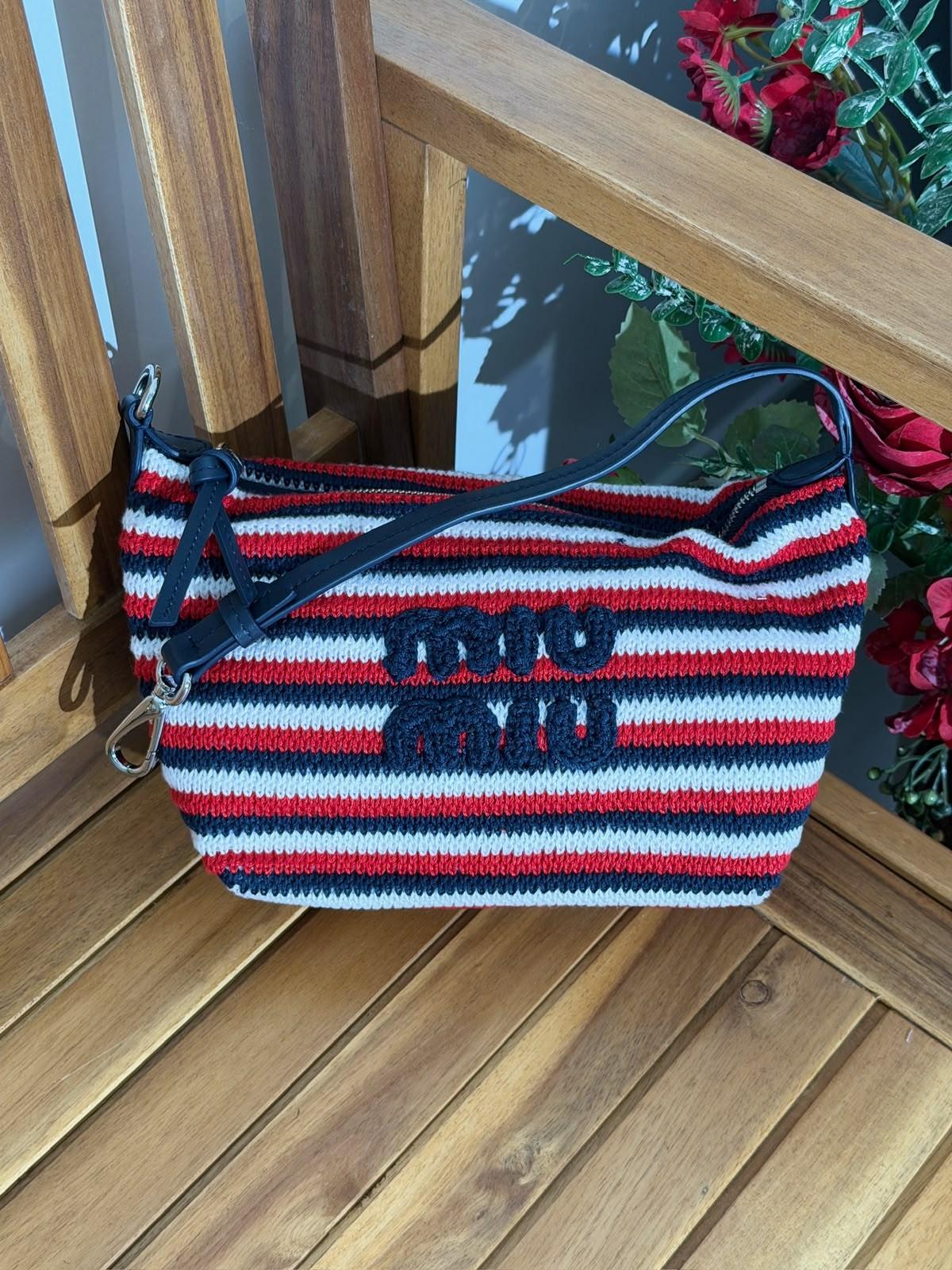 Miu Miu Striped Crochet Shoulder Bag · 2