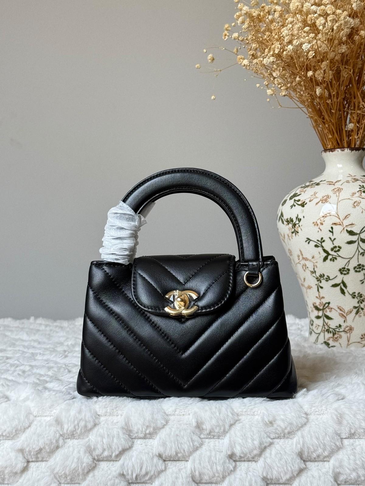 Chanel Coco Handle Mini Top Handle Bag in Chevron Quilted Calfskin