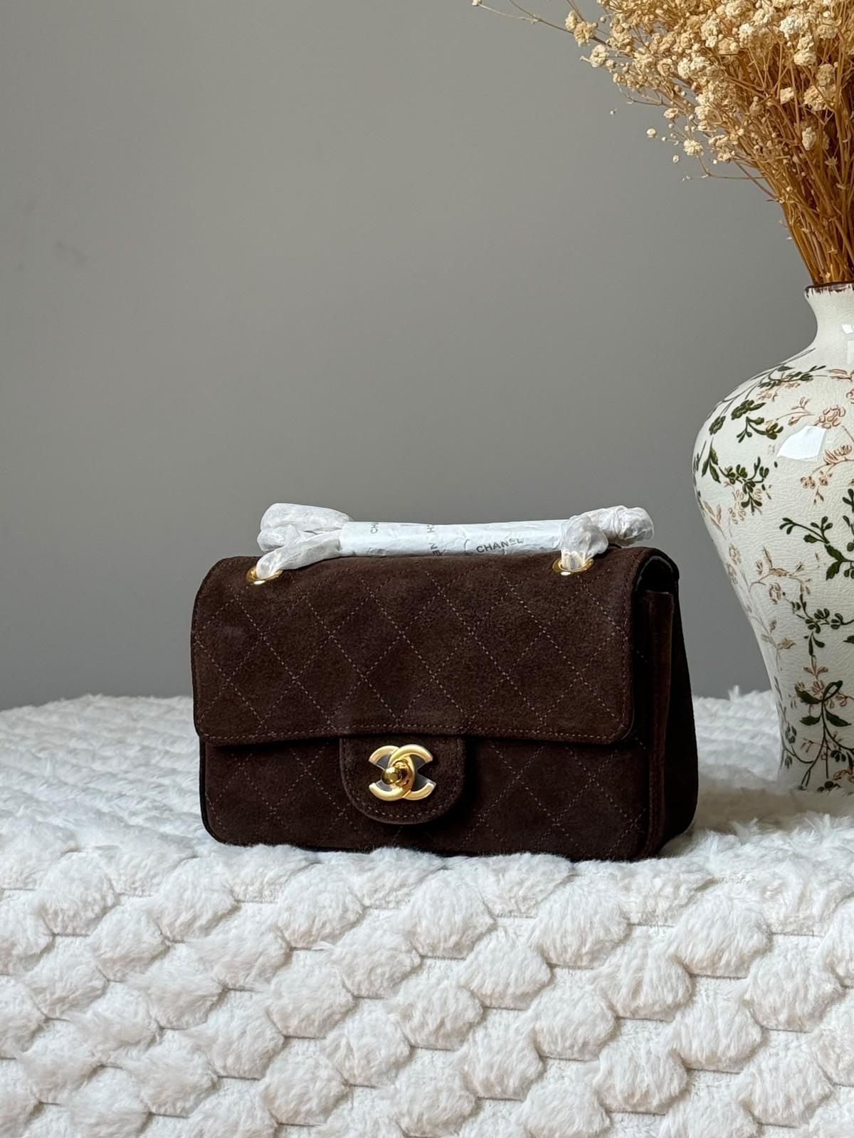 Chanel Mini Flap Bag 20cm in Quilted Suede and Grained Calfskin · 2