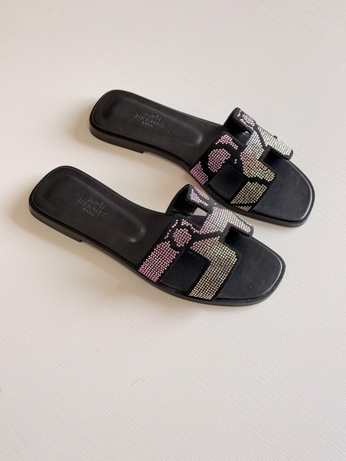 Hermès Oran sandal with crystal-studded H strap · 2