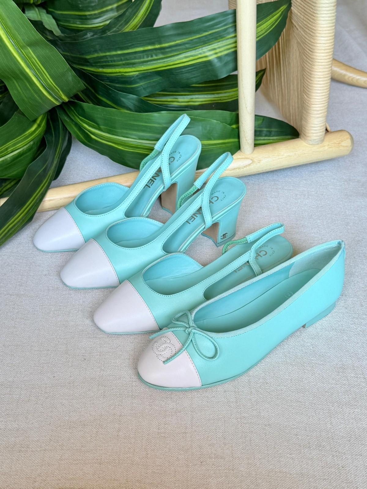 Chanel Two-Tone Slingback Flats and Pumps in Lambskin · 2