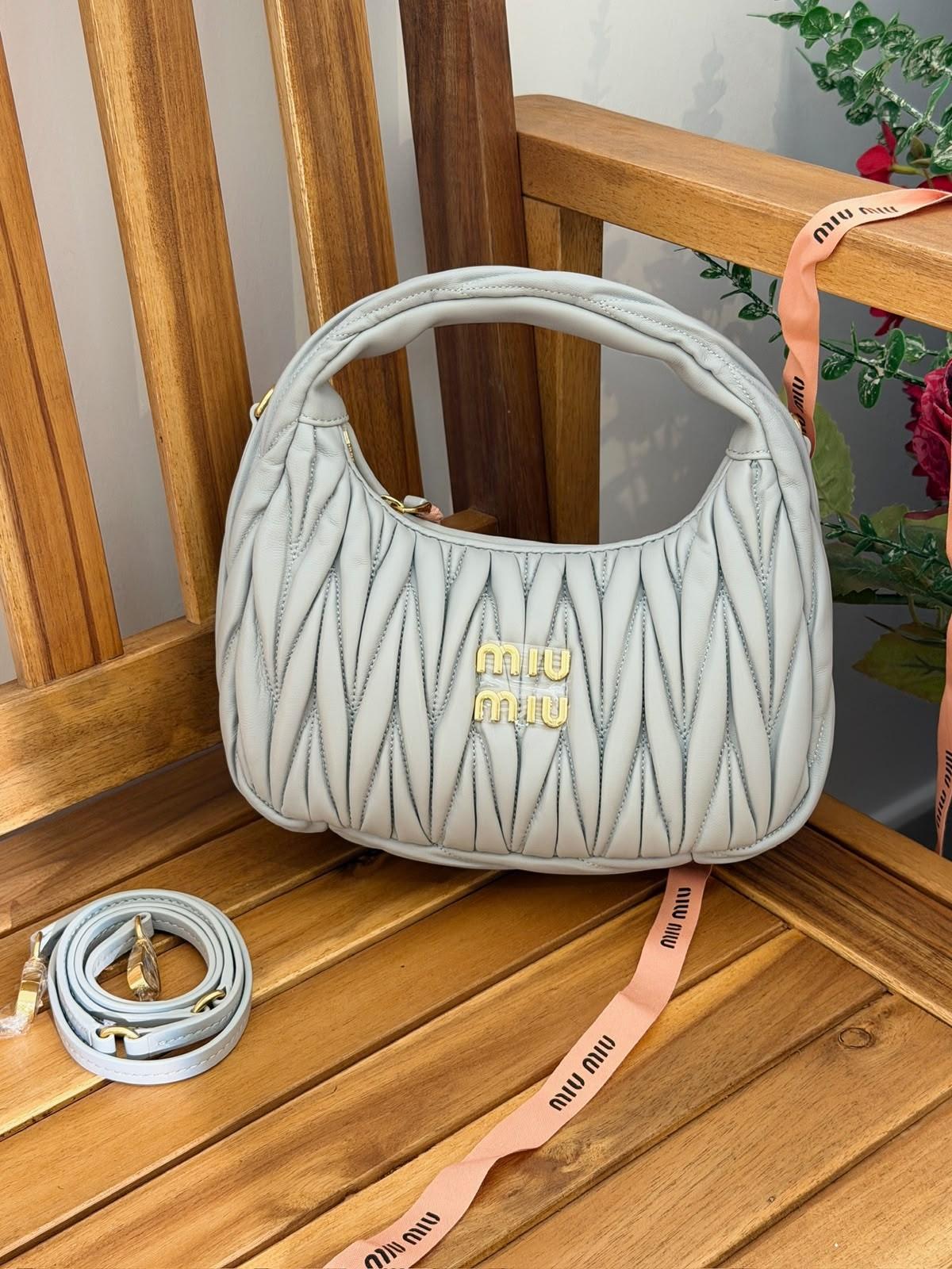 Miu Miu Wander matelassé nappa leather hobo bag with miu miu lettering · 3