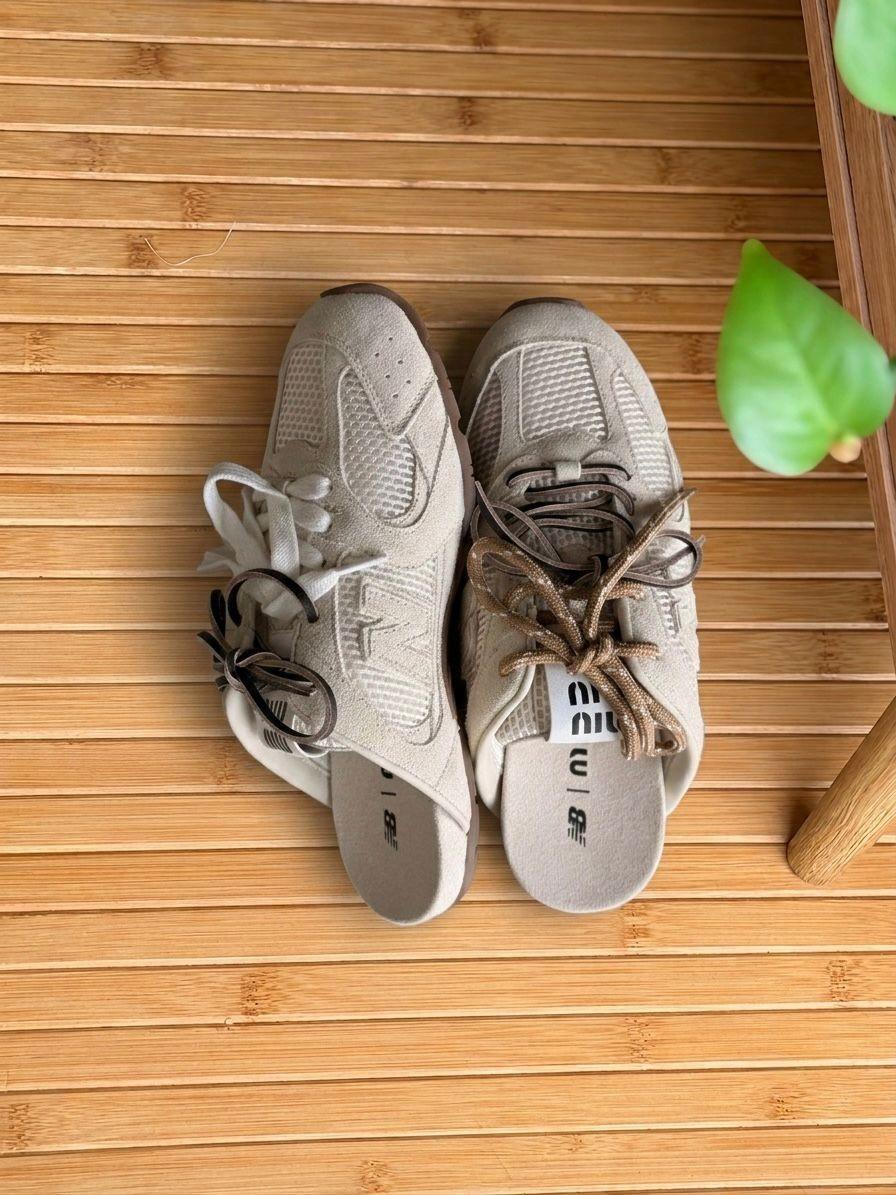 Miu Miu x New Balance 530 Mule in Beige Suede and Mesh · 2