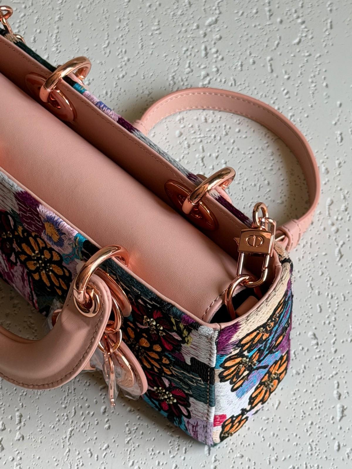 Dior Lady D-Joy Bag in Floral Embroidered Canvas with Rose Gold Hardware · 3
