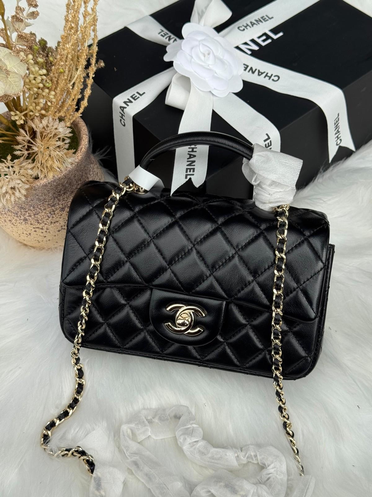 Chanel Top Handle Flap Bag in Diamond-Quilted Lambskin · 2