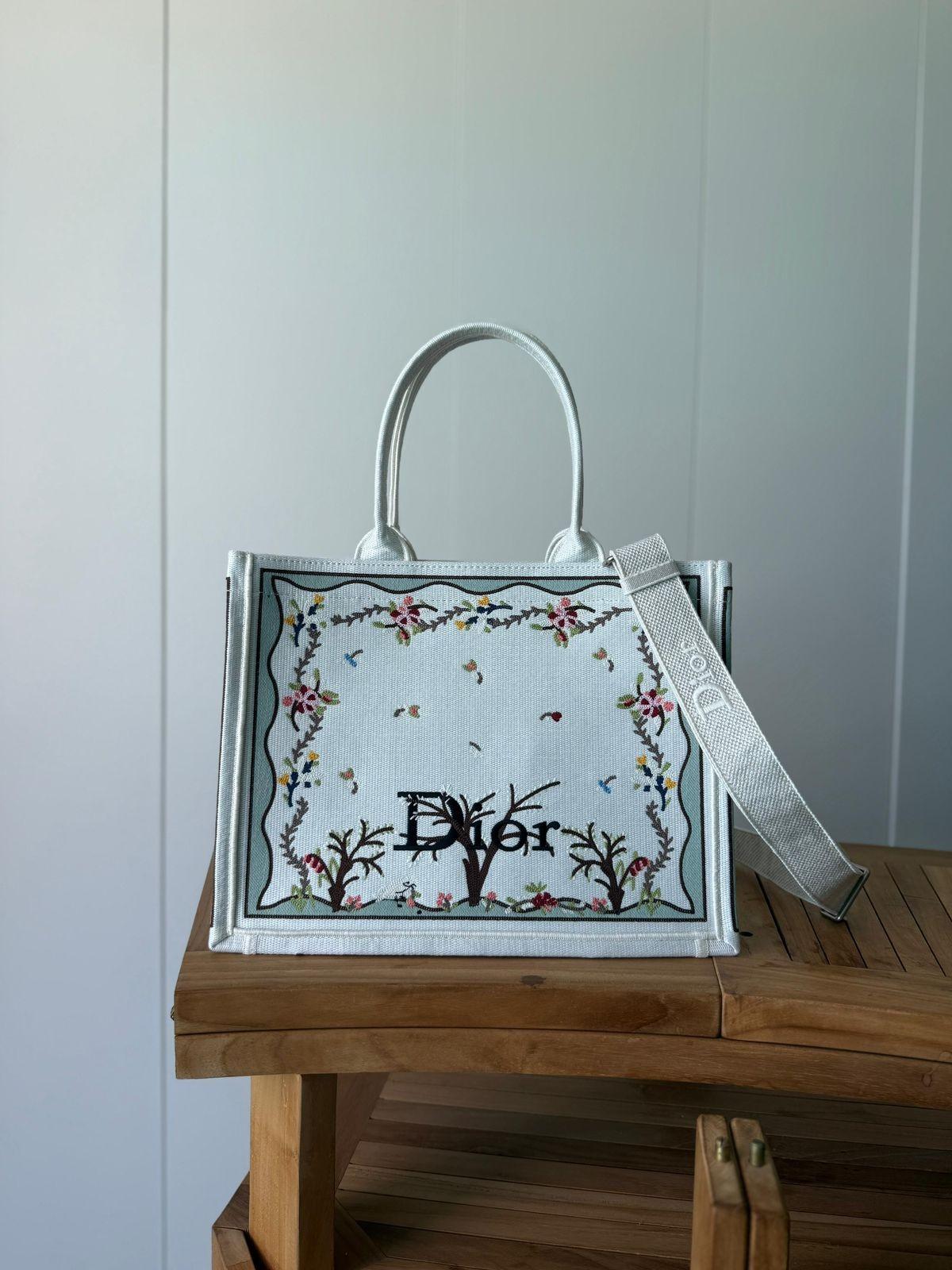 Dior Book Tote Small in Embroidered Canvas with Floral Oval Motif · 3