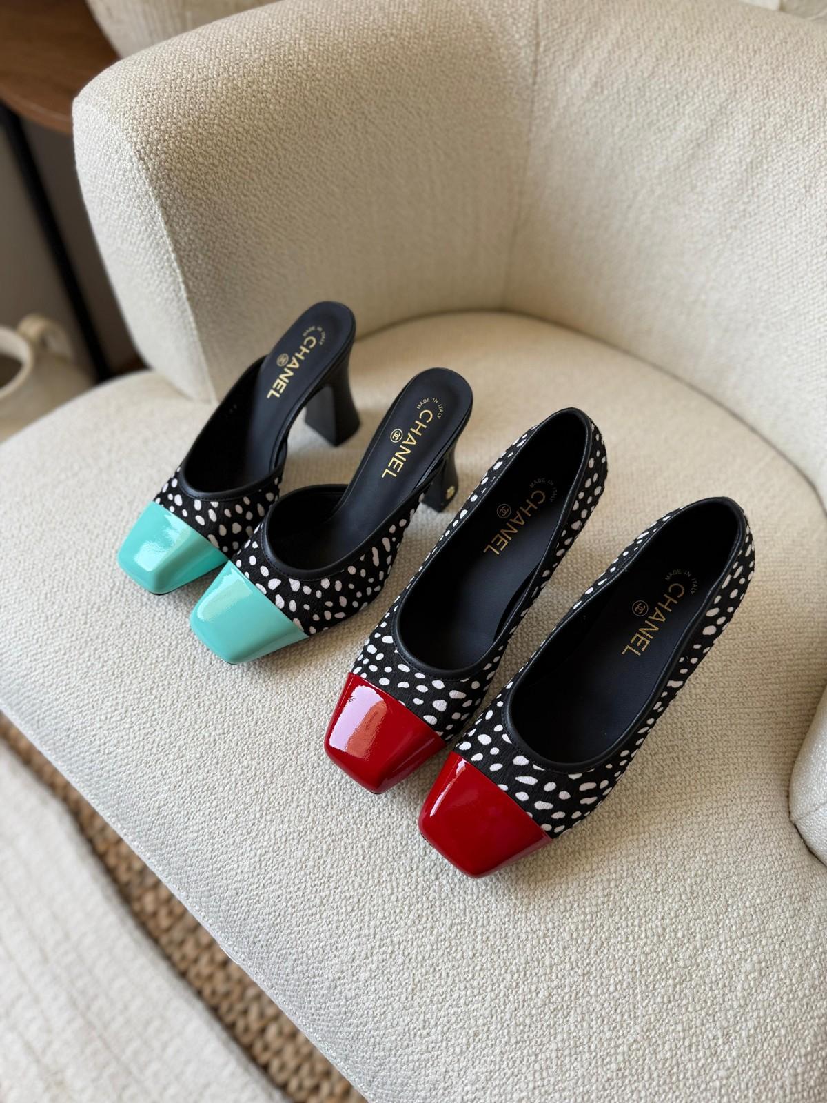 Chanel Polka Dot Mule with Contrast Cap Toe · 3