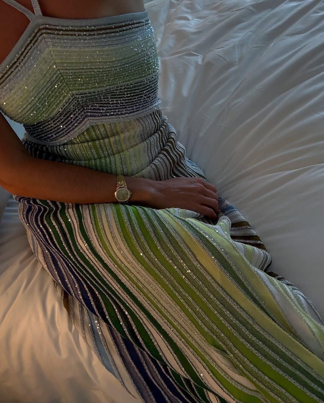 Missoni Metallic Striped Halterneck Pleated Maxi Dress · 3