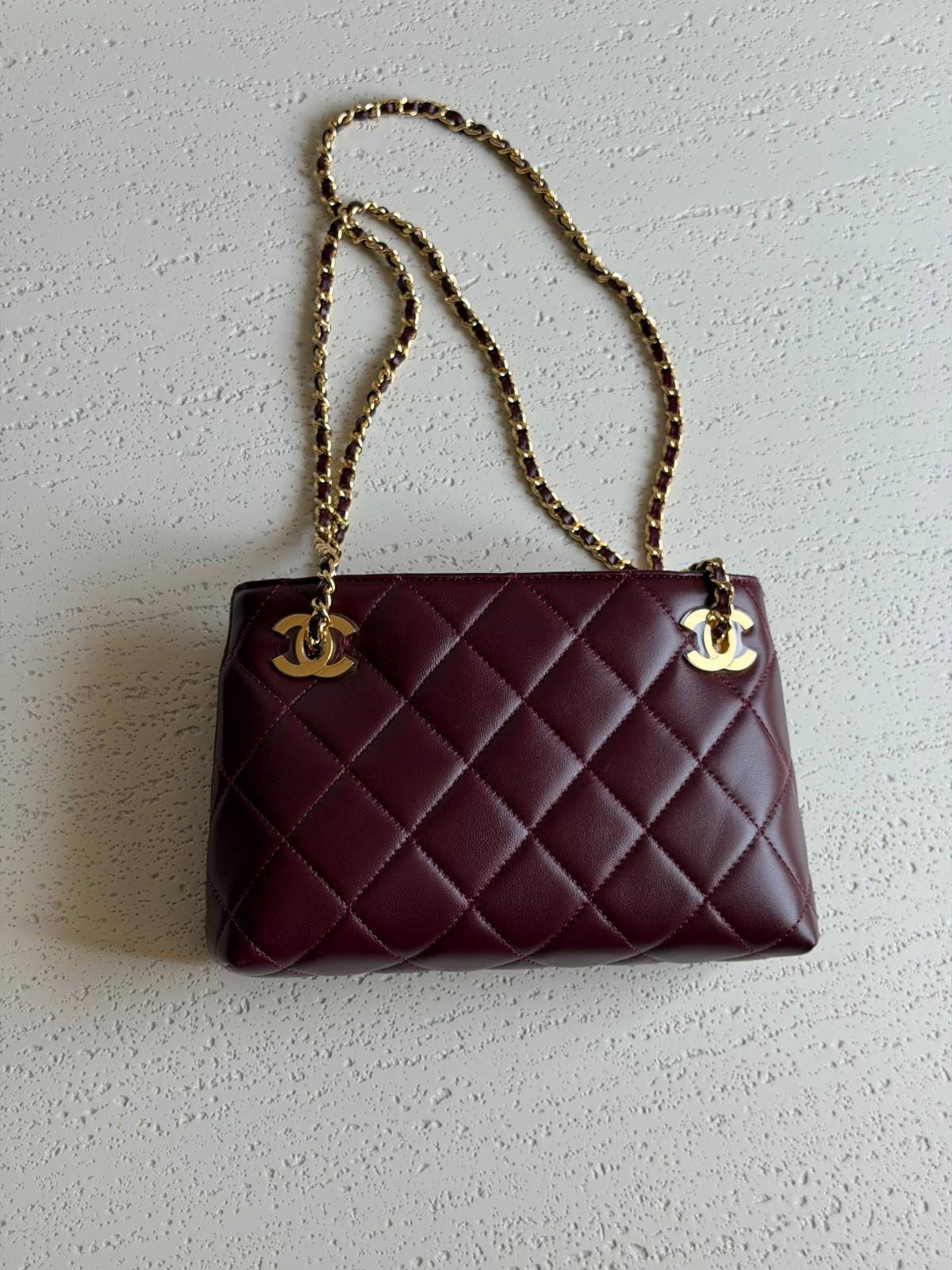 Chanel Small Shopping Bag in Diamond-Quilted Lambskin with Gold-Tone CC Chain · 3