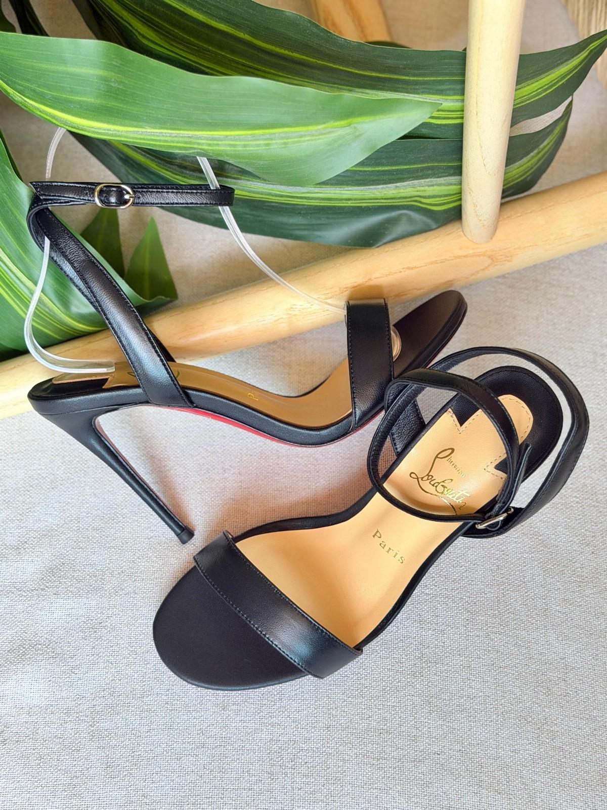 Christian Louboutin Black Leather Ankle-Strap Stiletto Sandal · 2