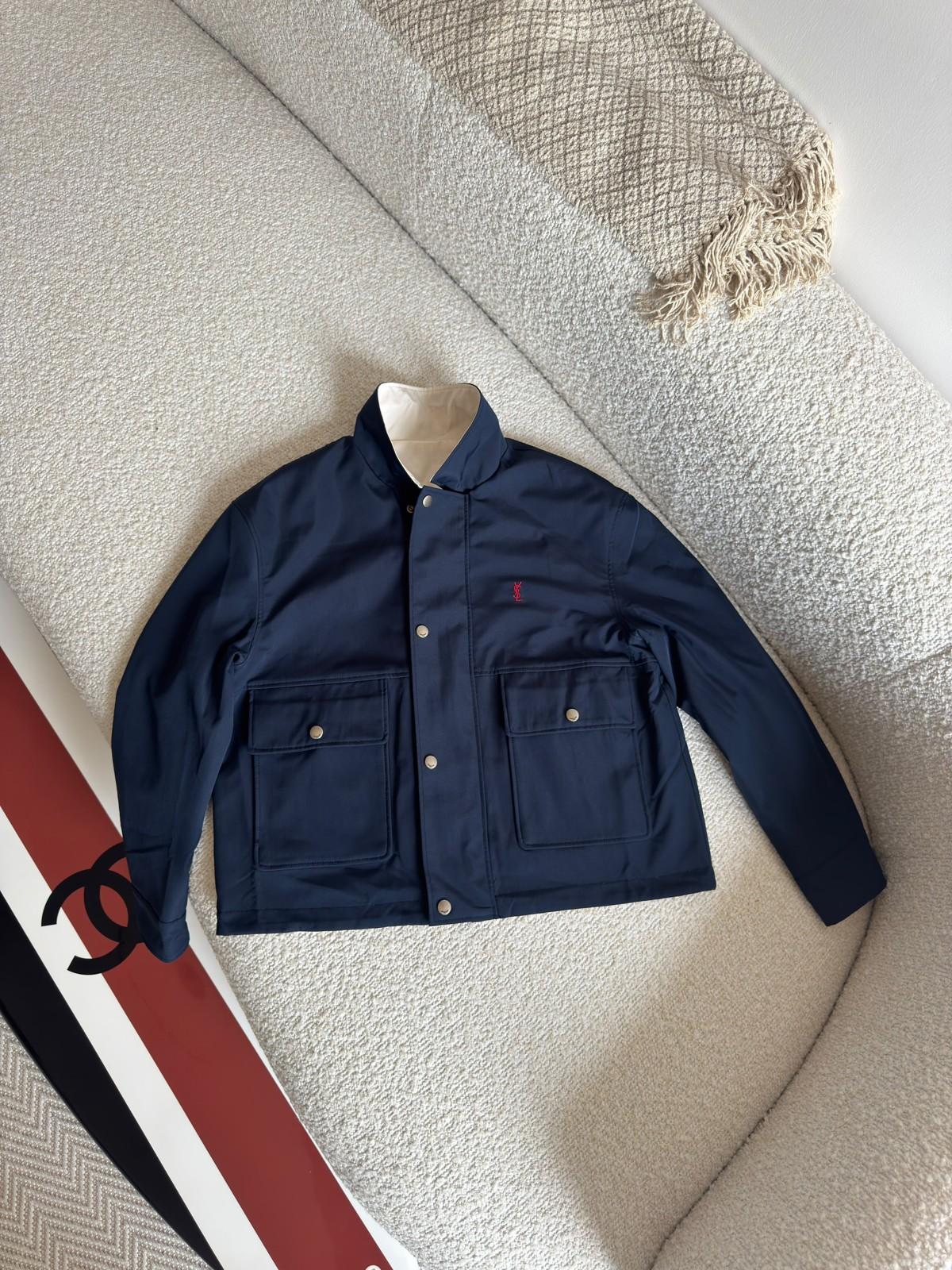 Saint Laurent Cotton Twill Blouson Jacket with Embroidered Logo · 2