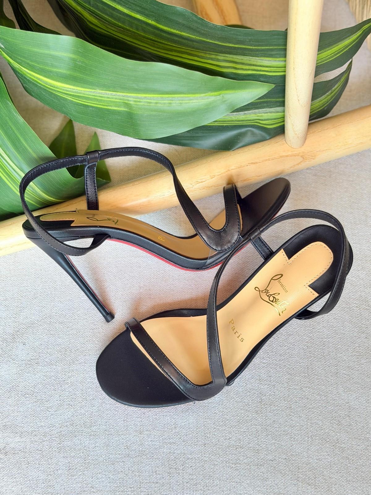 Christian Louboutin Black Leather Strappy Stiletto Sandals · 3