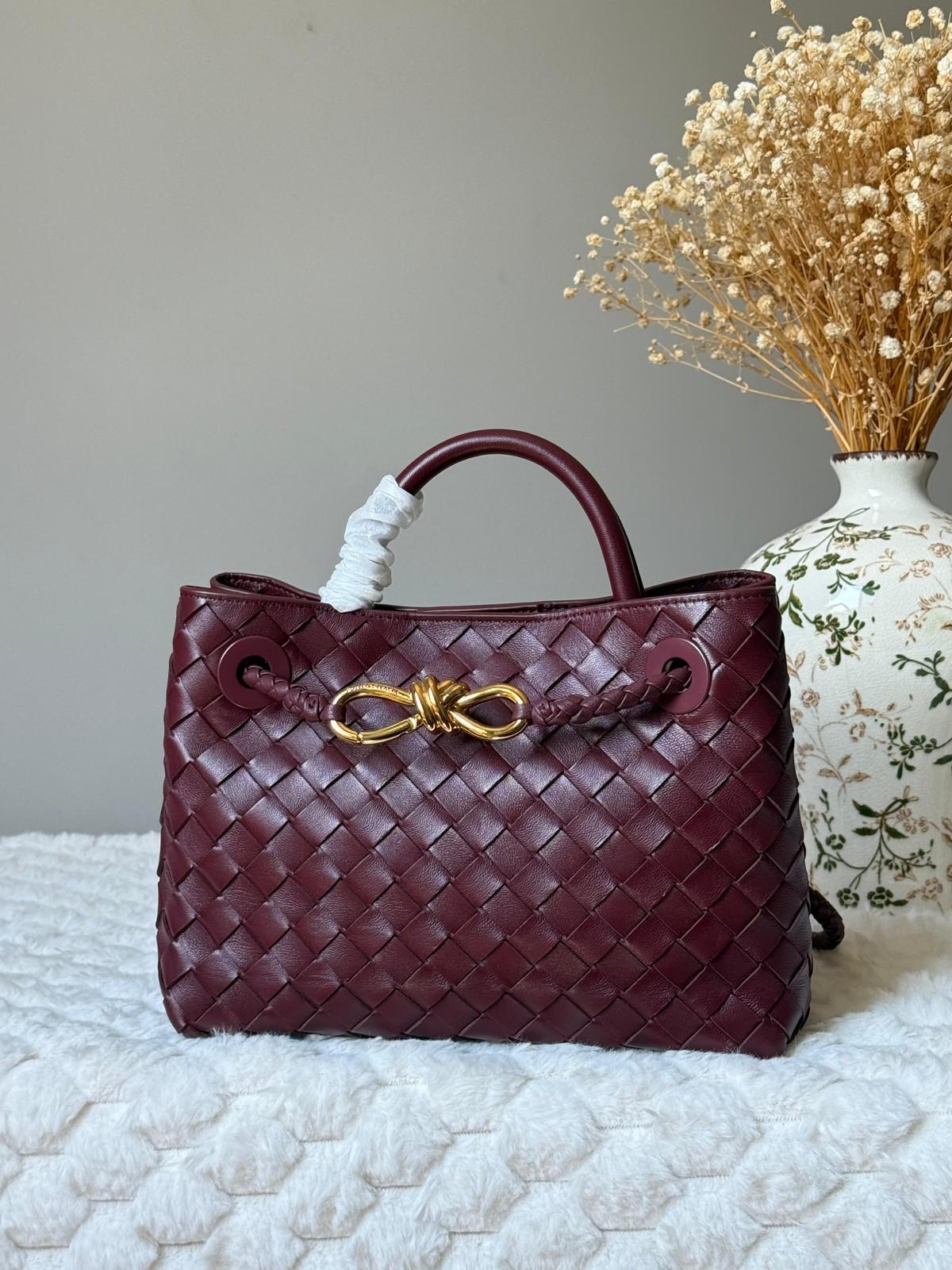 Woven Leather Top-Handle Tote with Knot Hardware, 25cm · 3