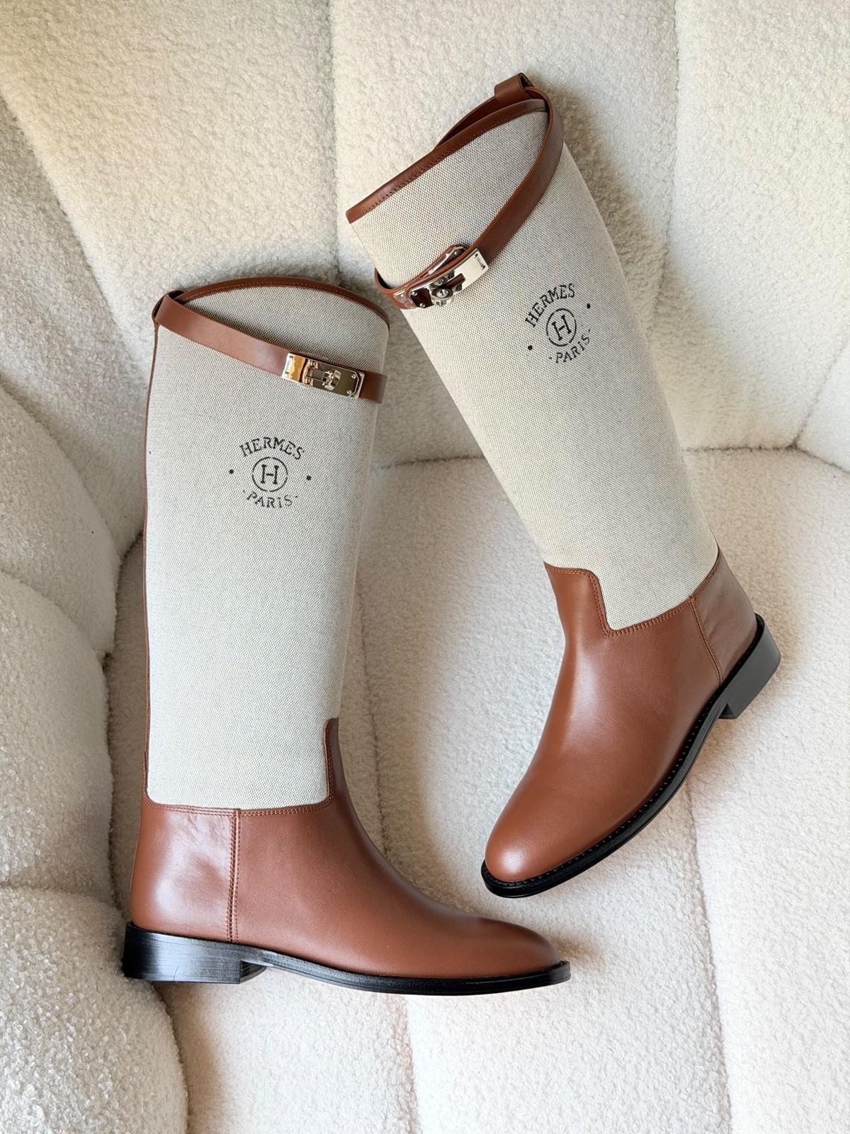 Hermès Jumping Canvas and Leather Riding Boots · 3