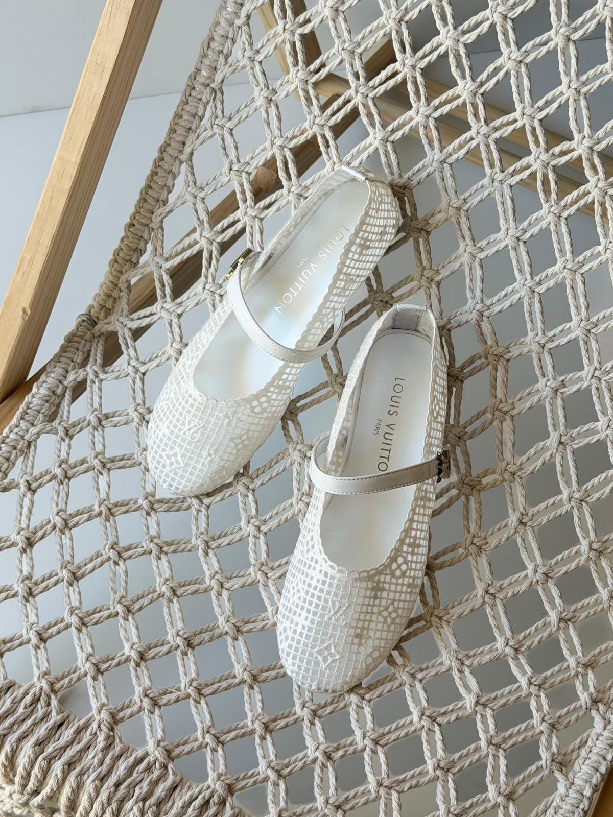 Louis Vuitton Woven Mesh Mary Jane Flats · 2