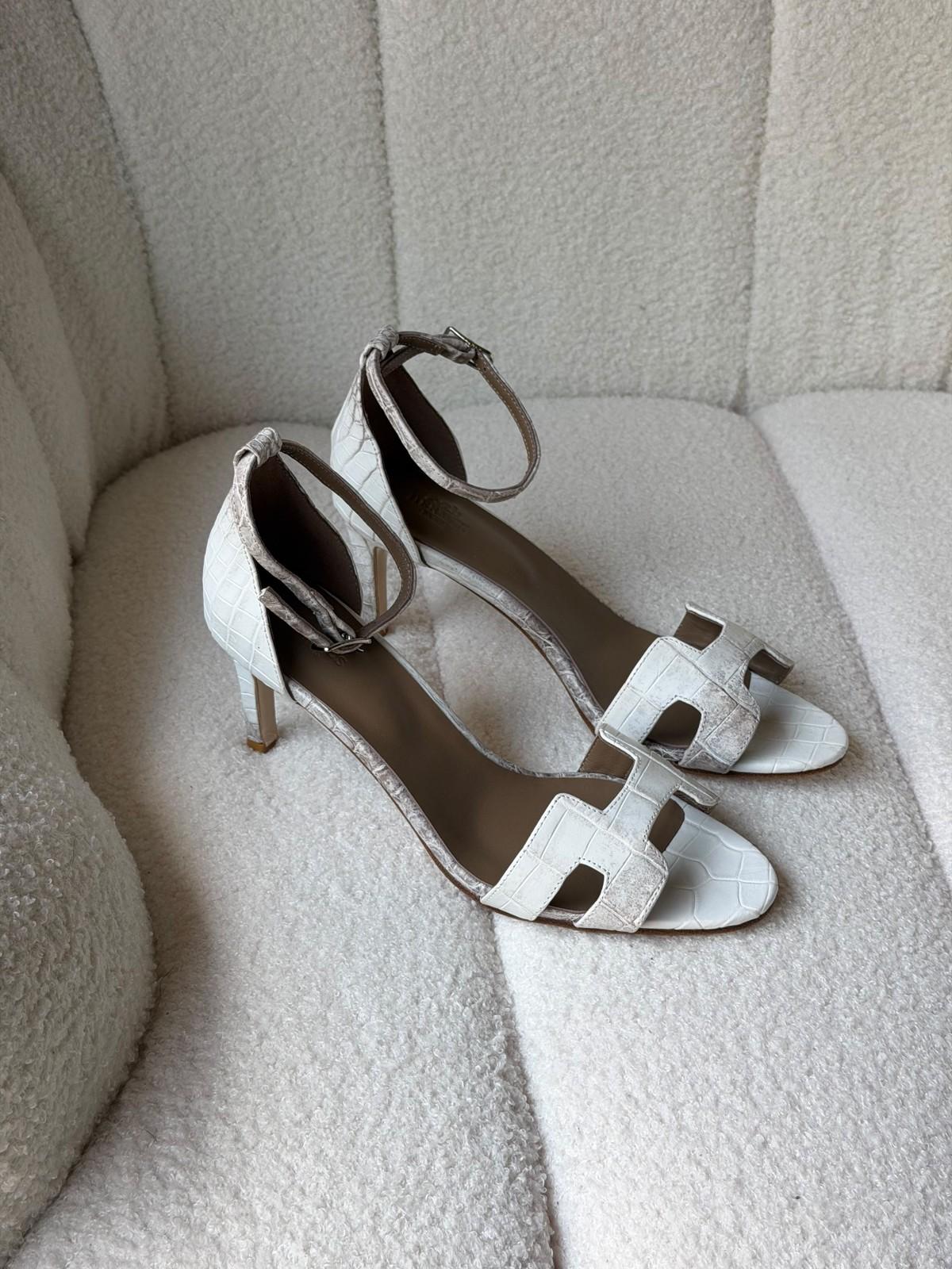 Hermès Oasis Crocodile High Heel Sandals