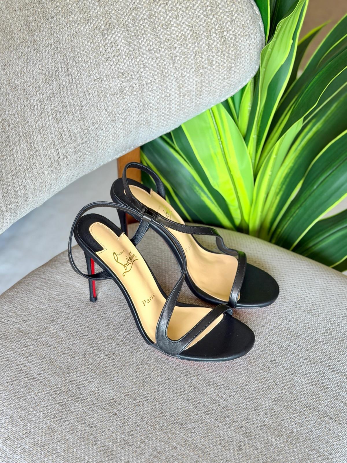 Christian Louboutin Black Leather Strappy Stiletto Sandals · 2