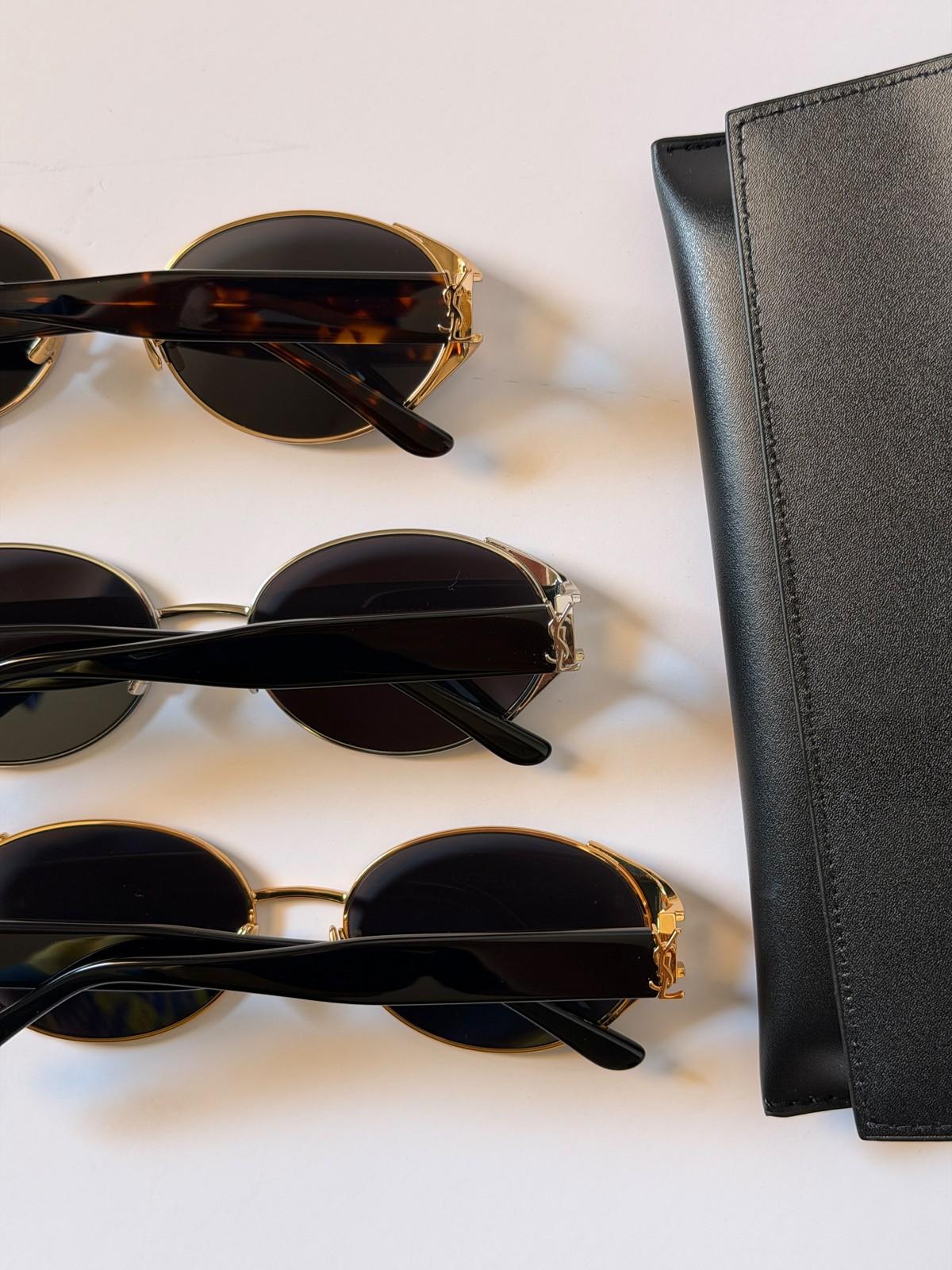 Saint Laurent SL 692 oval metal sunglasses with havana temples · 2