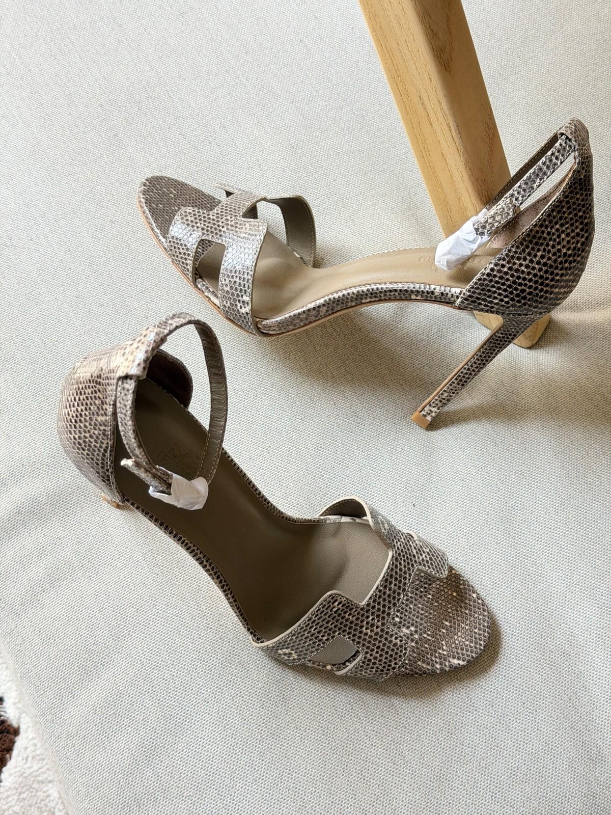 Hermès Lizard H-Cut-Out Stiletto Sandals · 2