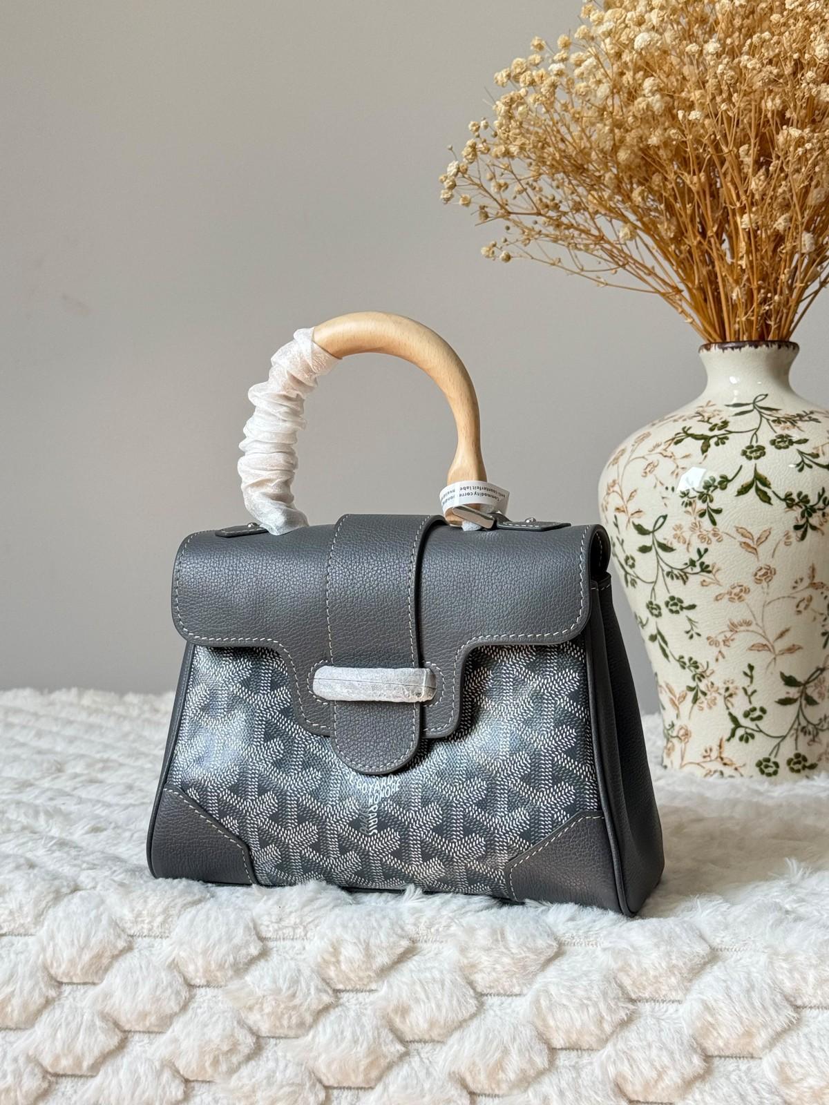 Goyard Saïgon Mini Top Handle Bag in Goyardine Canvas and Wood Handle · 2