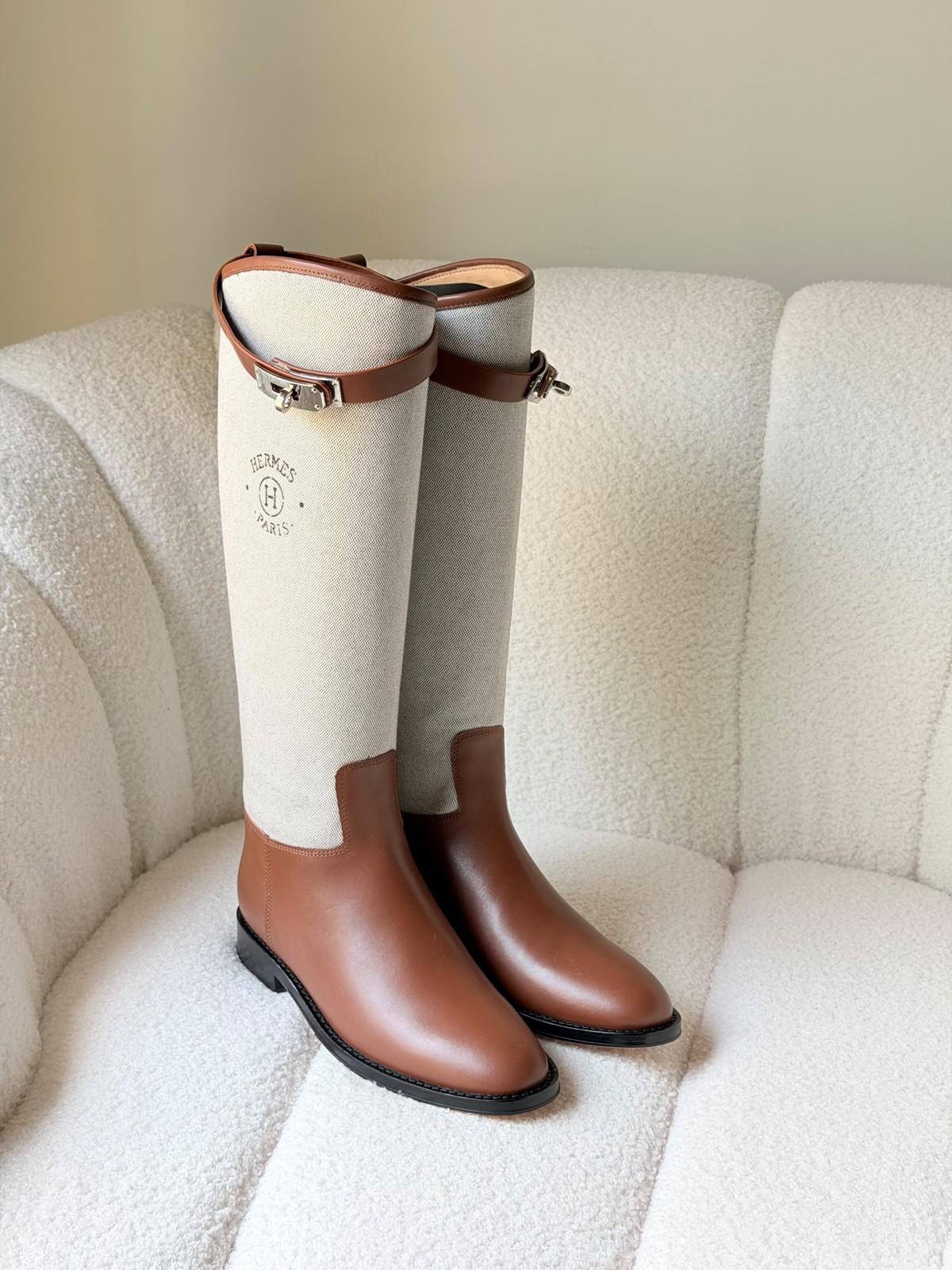 Hermès Jumping Canvas and Leather Riding Boots · 2