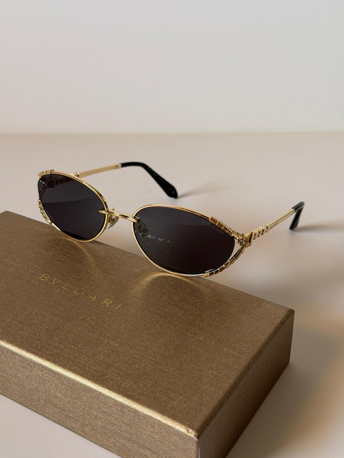 Bvlgari Tubogas oval sunglasses in gold-finished metal · 2
