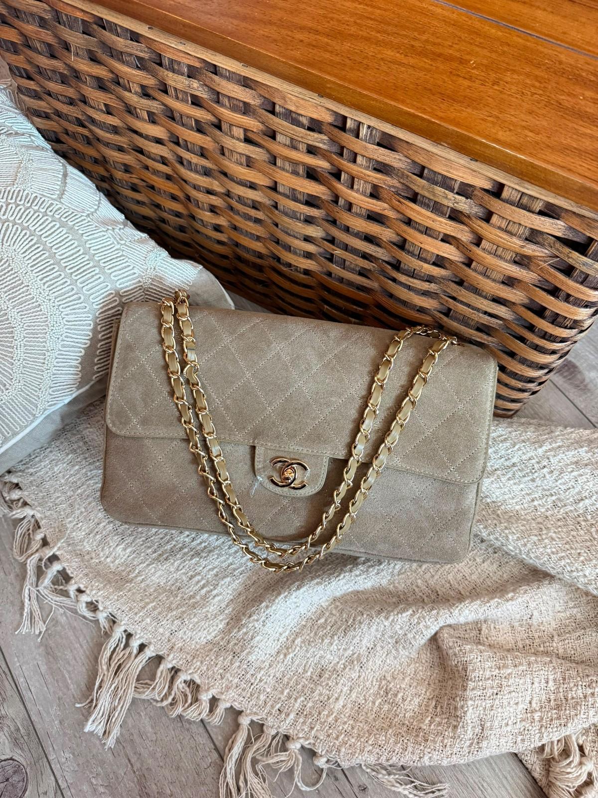 Chanel Classic Flap Bag in Brown and Beige Quilted Suede with Gold-Tone Chain · 2