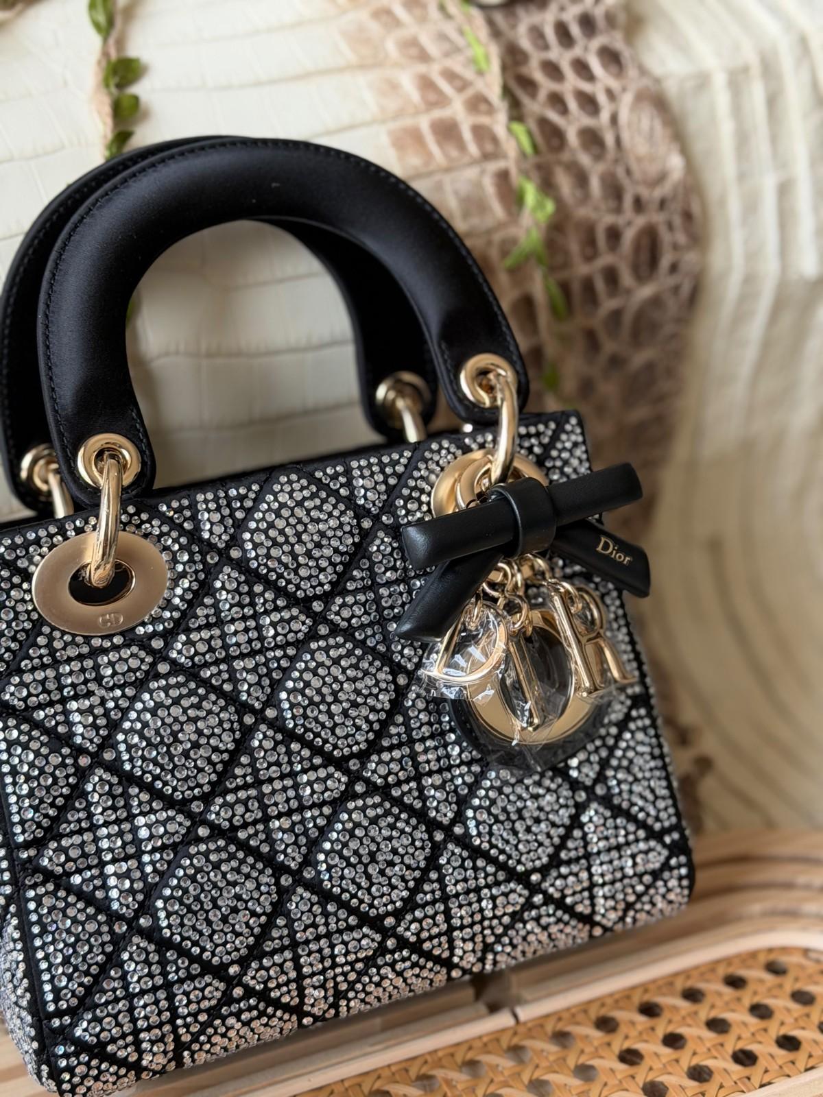 Dior Mini Lady Dior bag in crystal-embroidered Cannage with leather bow · 3