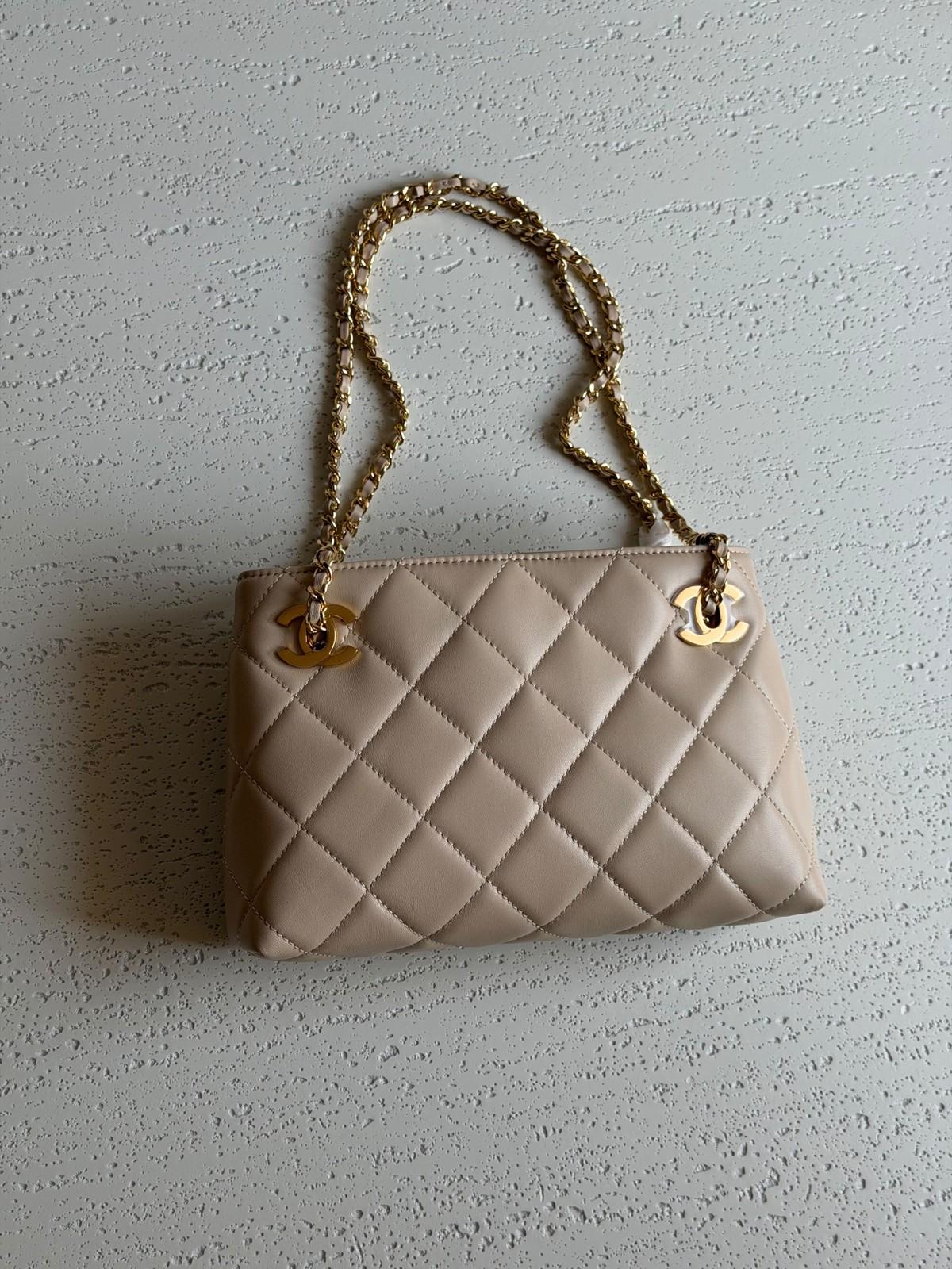 Chanel Small Shopping Bag in Diamond-Quilted Lambskin with Gold-Tone CC Chain · 2