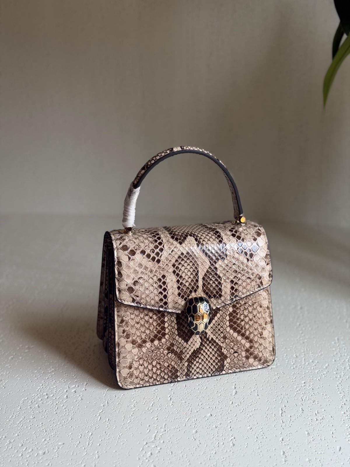 Bvlgari Serpenti Forever Top Handle Bag in Python Print Leather · 2