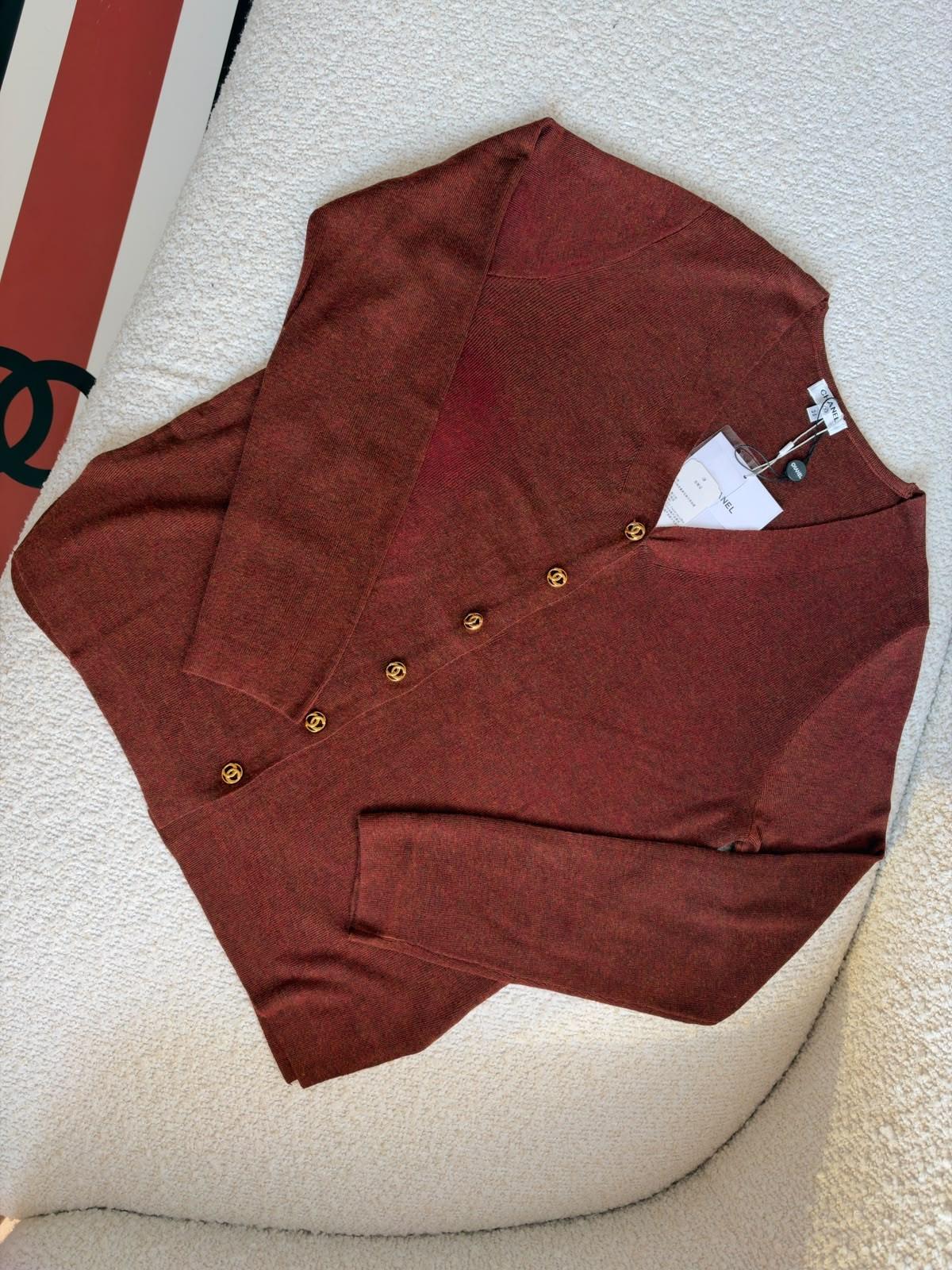 Chanel CC Button V-Neck Cardigan in Knit · 3
