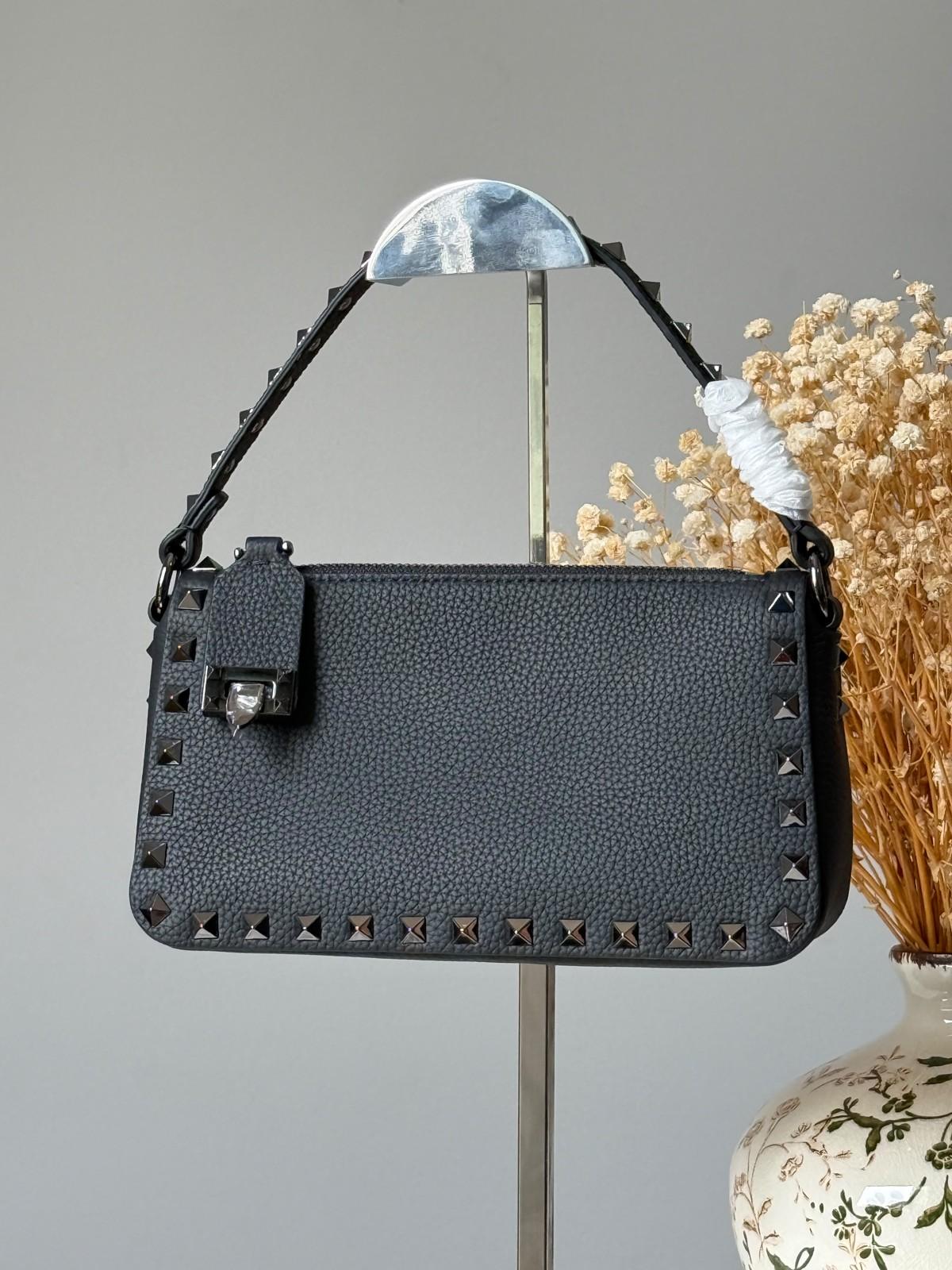 Valentino Garavani Rockstud Small Hobo Bag in Grainy Calfskin · 2