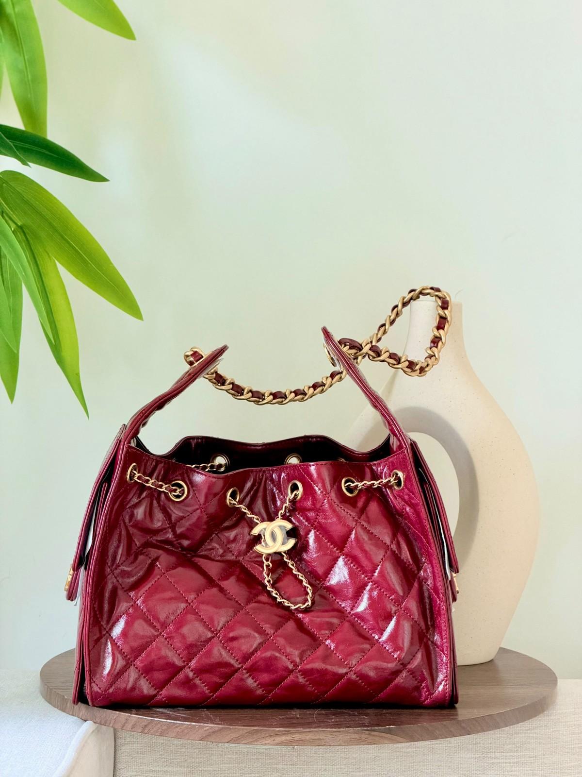 Chanel quilted CC drawstring bucket bag